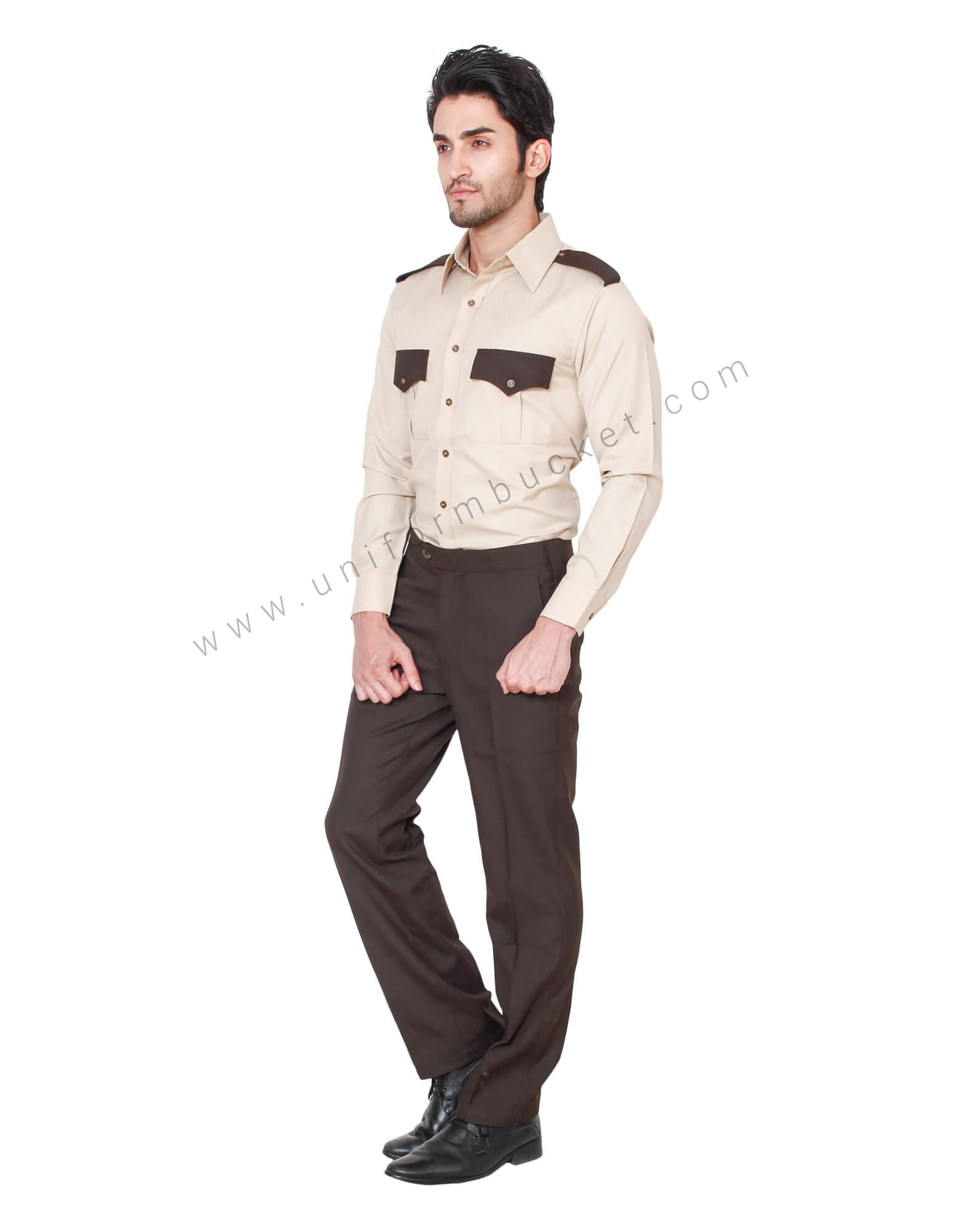 Beige & Brown Security Guard Shirt For Men view 1