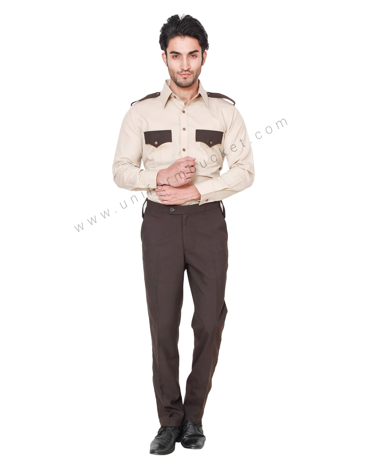 Beige & Brown Security Guard Shirt For Men thumbnail 2