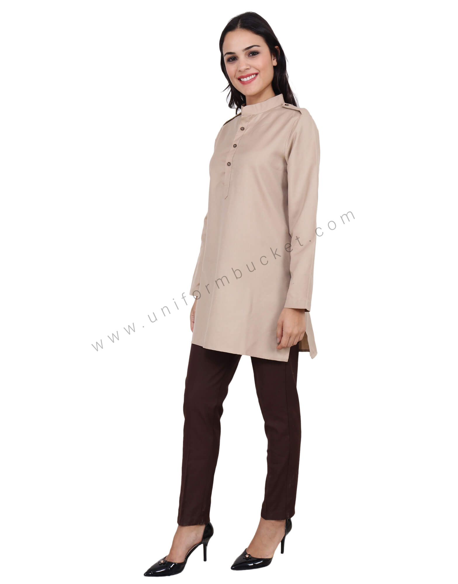 Beige Security Guard kurta For Female view 1