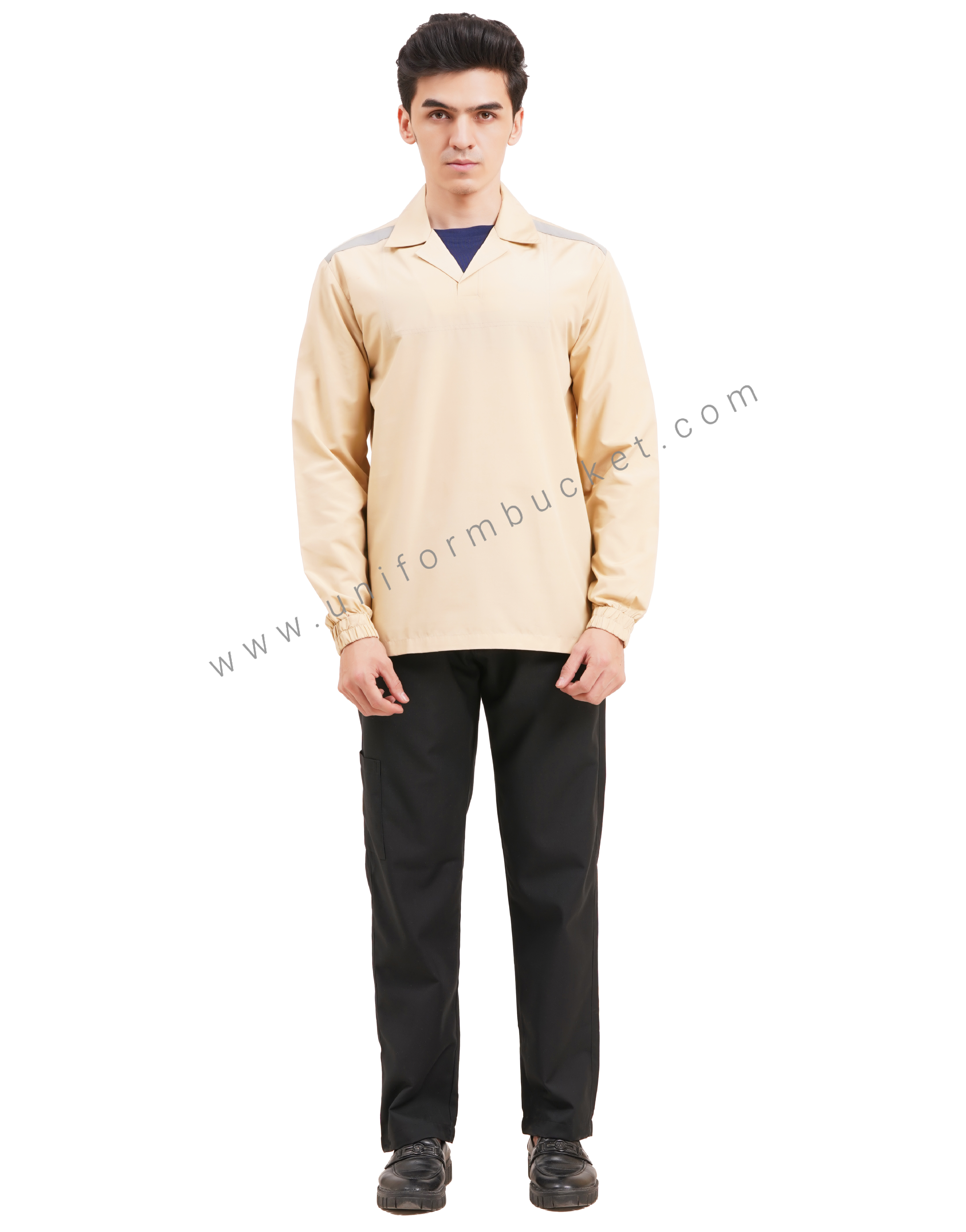 BEIGE T-SHIRT LOOK SHIRT WITH OVERLAP COLLAR  & SHOULDER HI-VISIBILITY thumbnail 2