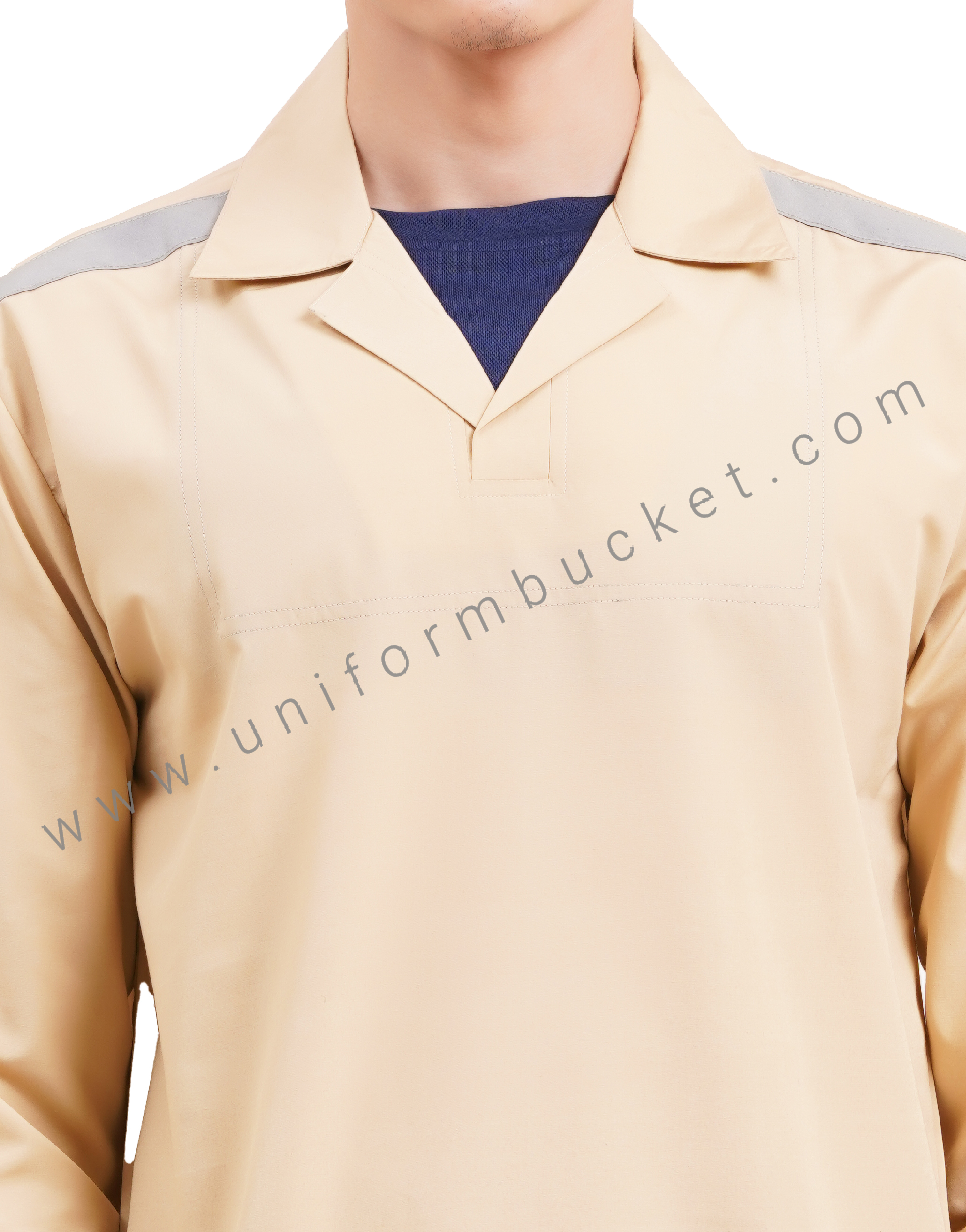 BEIGE T-SHIRT LOOK SHIRT WITH OVERLAP COLLAR  & SHOULDER HI-VISIBILITY thumbnail 5