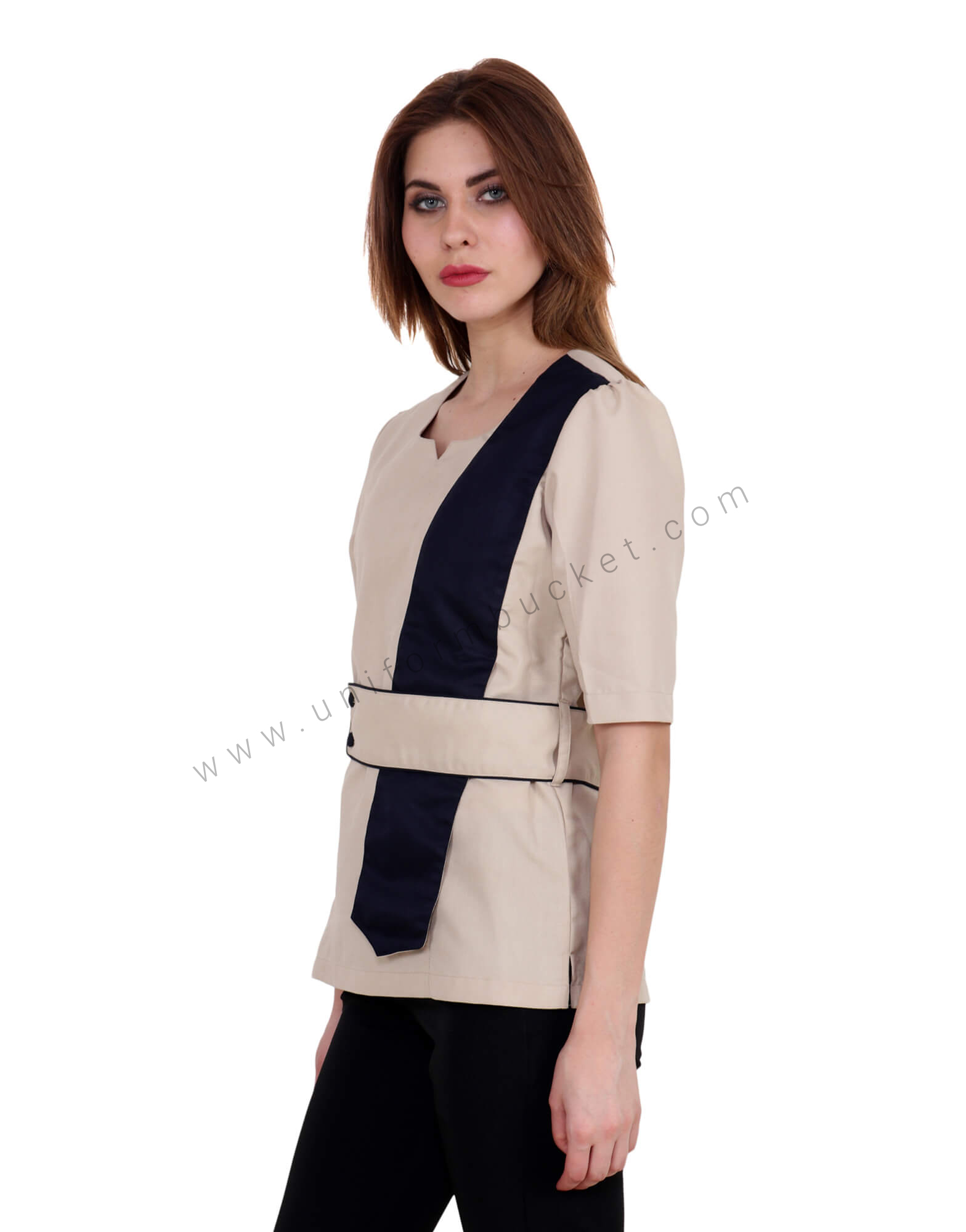 Beige Uniform Shirt Belt And Sash Trim view 1