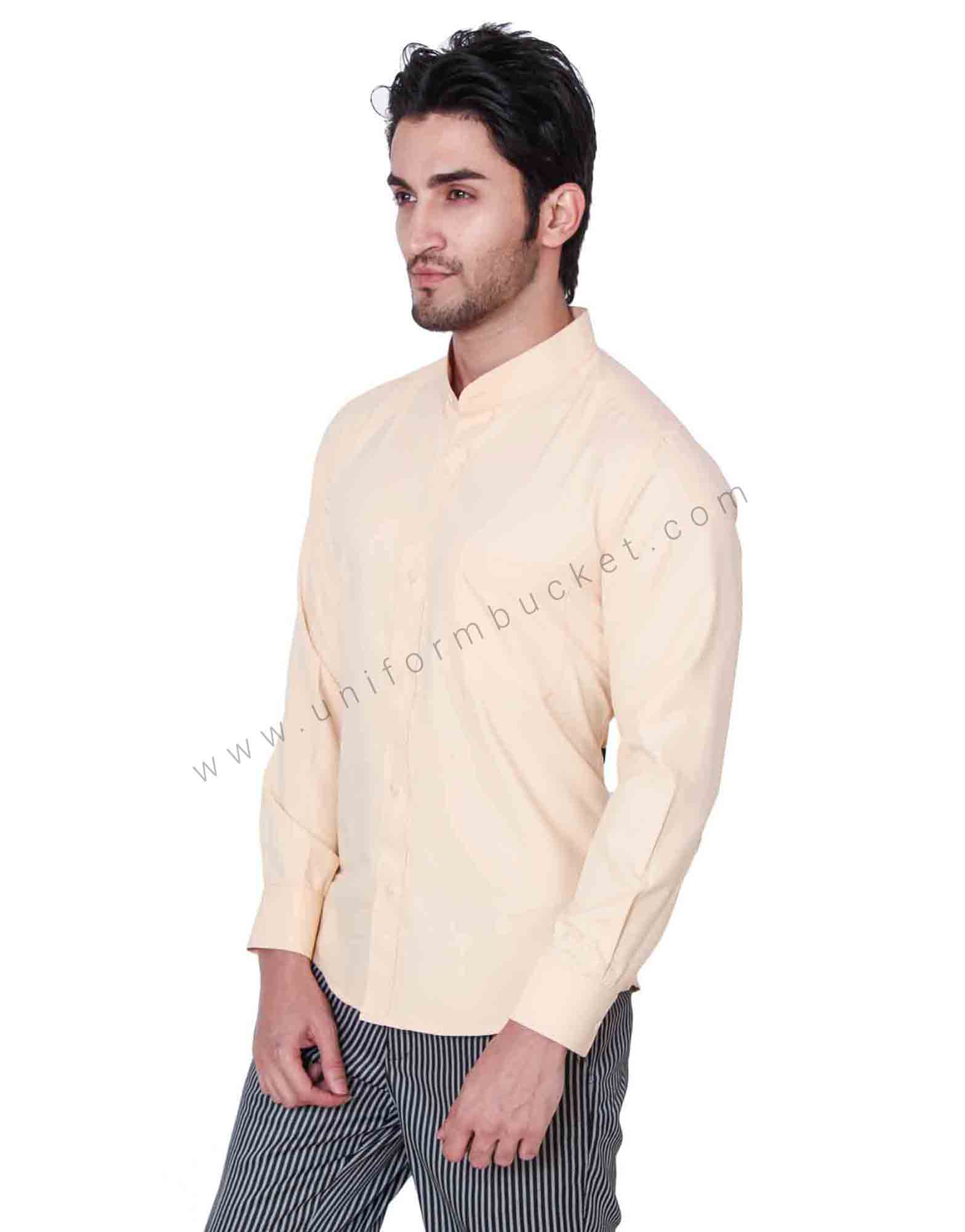 Ban Collar Beige Shirt view 1