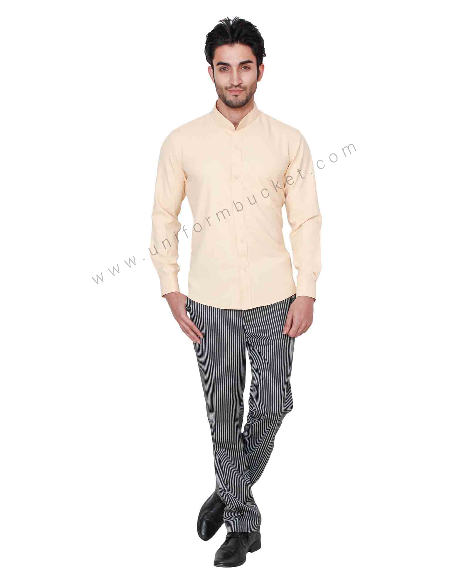 Ban Collar Beige Shirt thumbnail 3