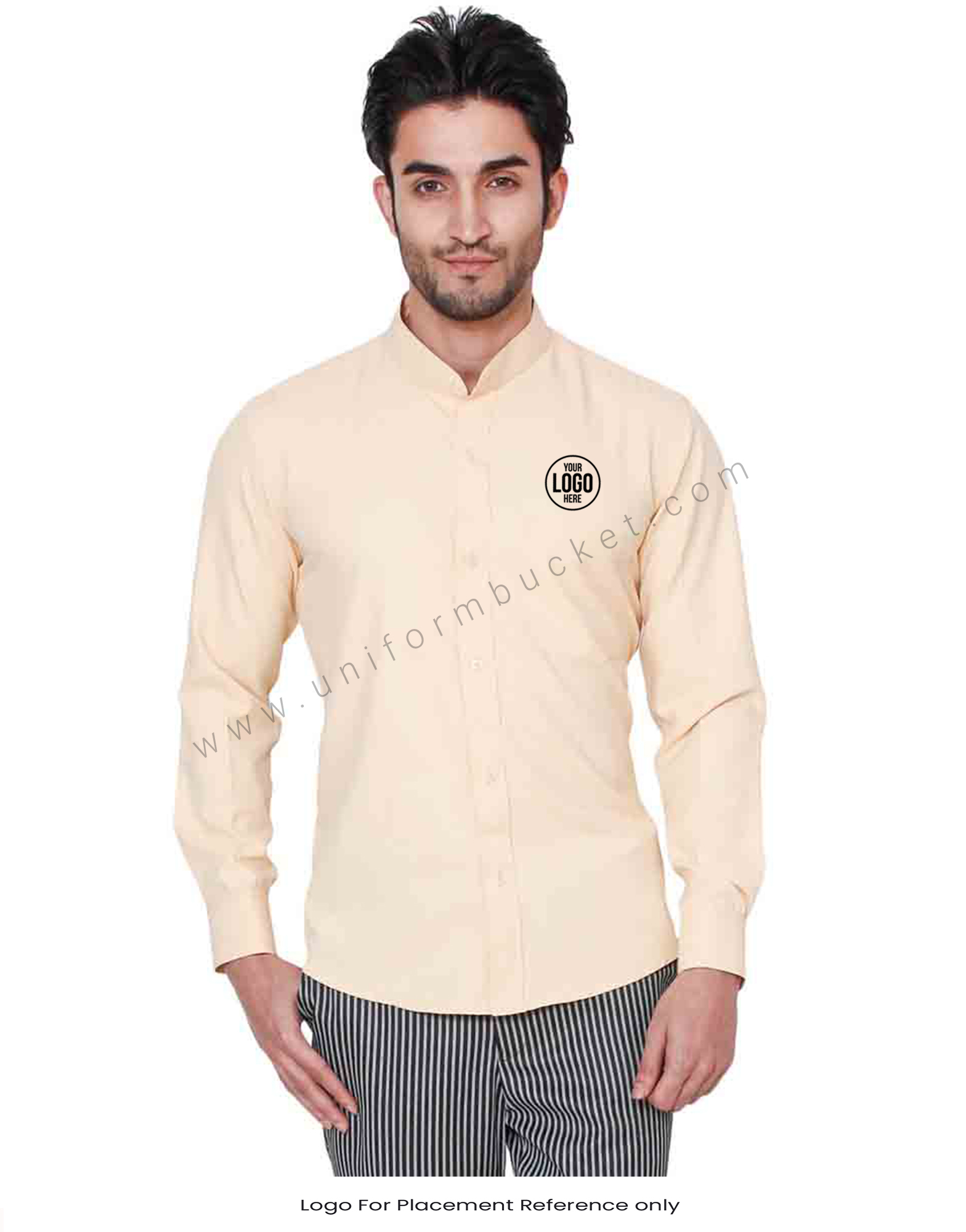 Ban Collar Beige Shirt thumbnail 4