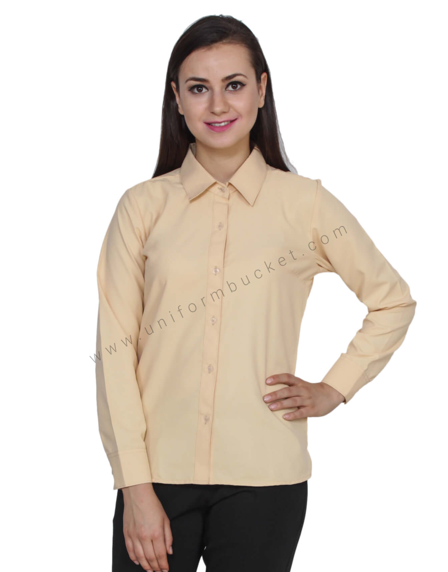Tan Beige Fitted formal Shirt view 1