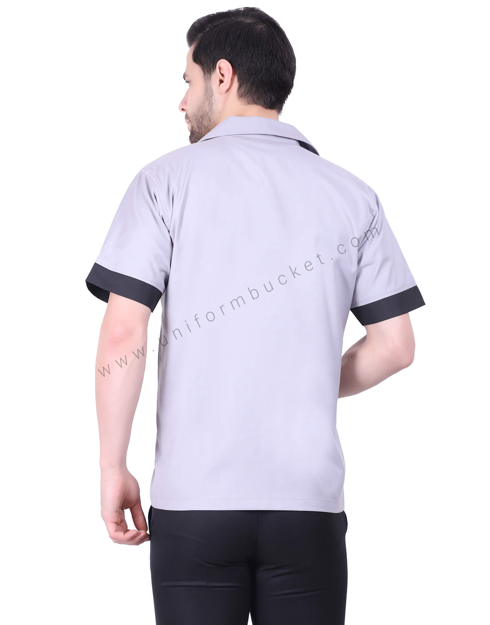 Grey and Black Lapel Collar Shirt thumbnail 3