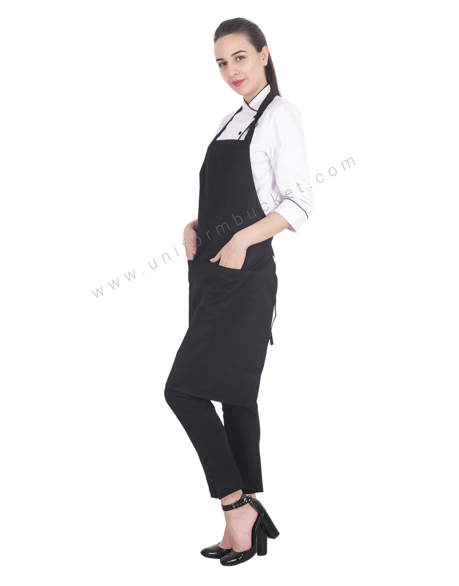 Knee Length Black Bib Apron thumbnail 2