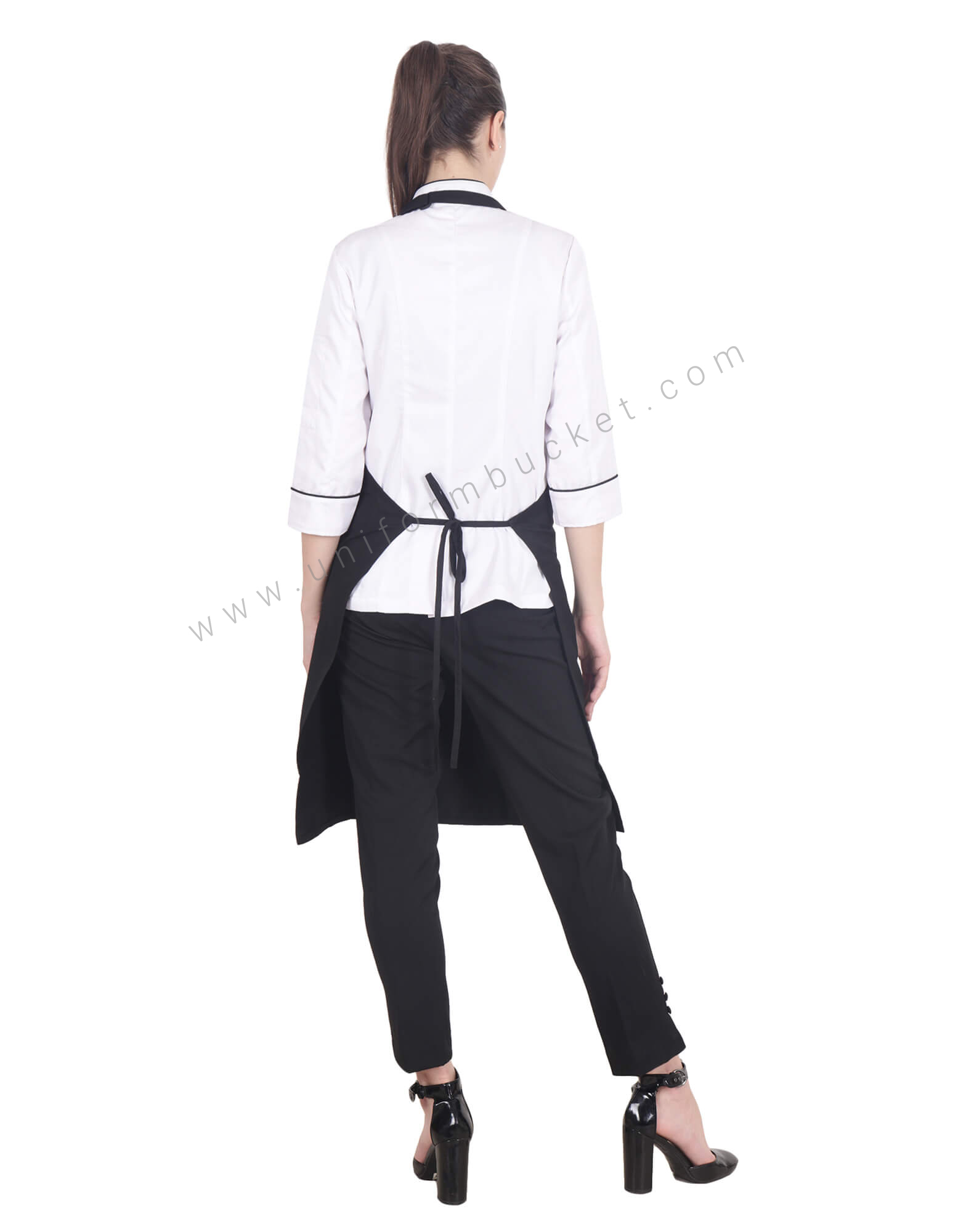 Knee Length Black Bib Apron thumbnail 3