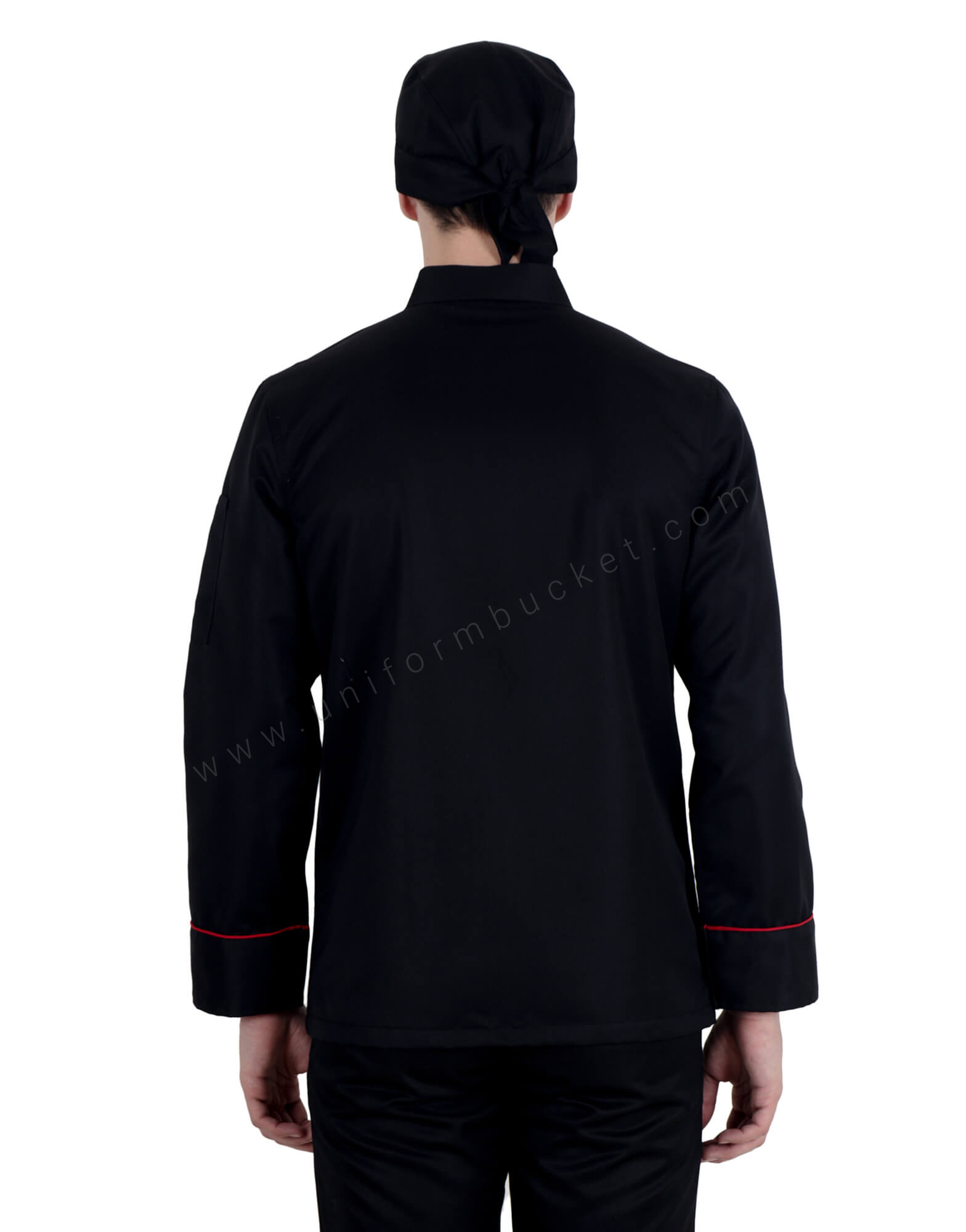 Classic Chef Coat With Pin Tucks and Red Trims view 2