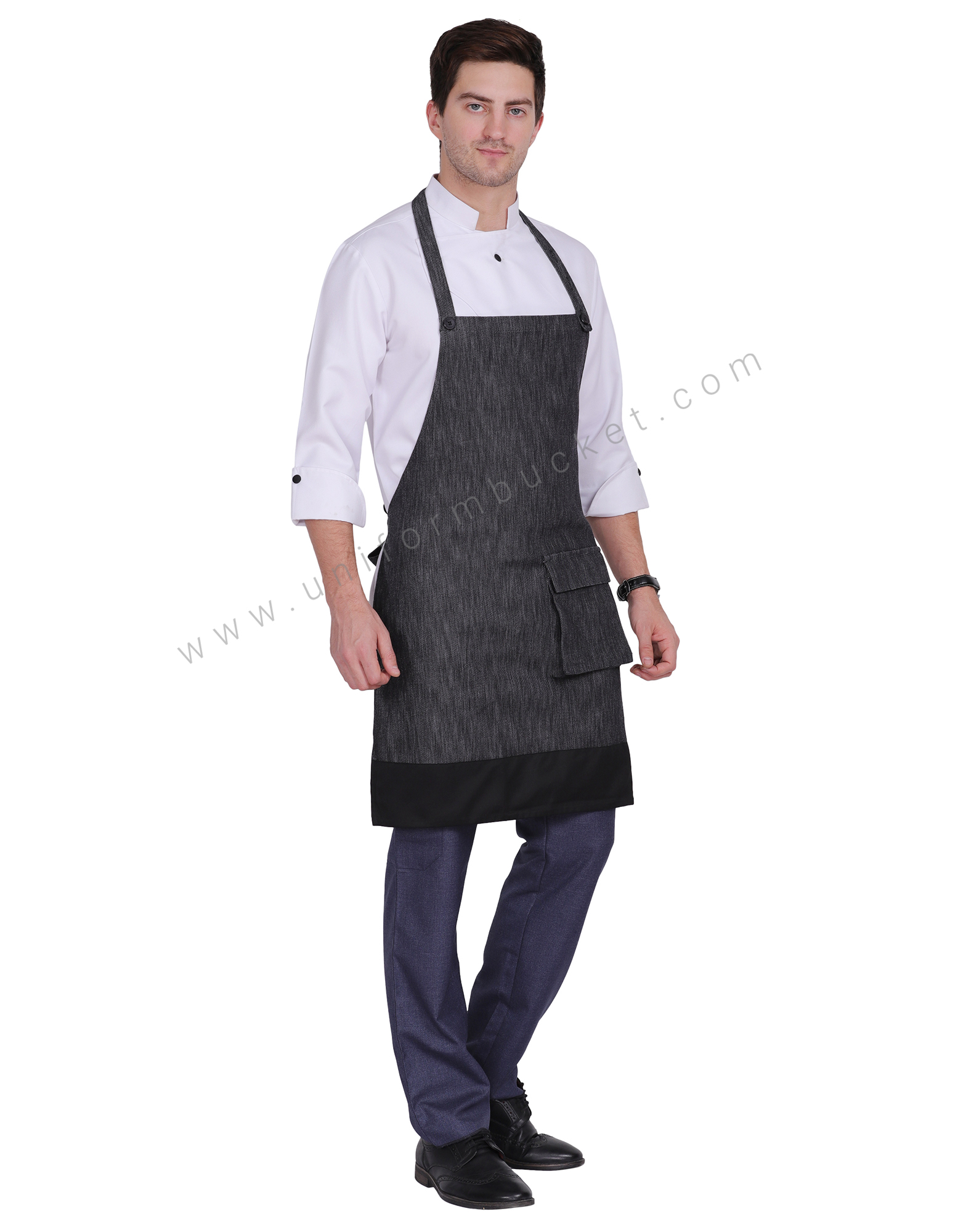 Black Denim Apron With Box Pocket thumbnail 2
