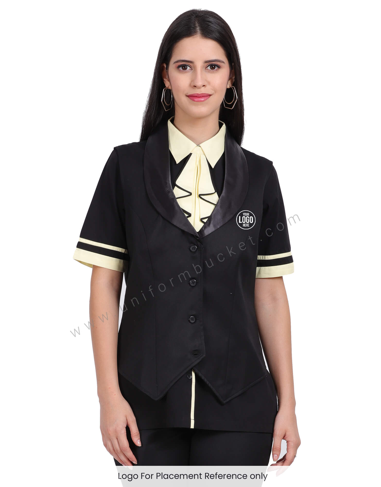 Black Female Designer vest coat view 1