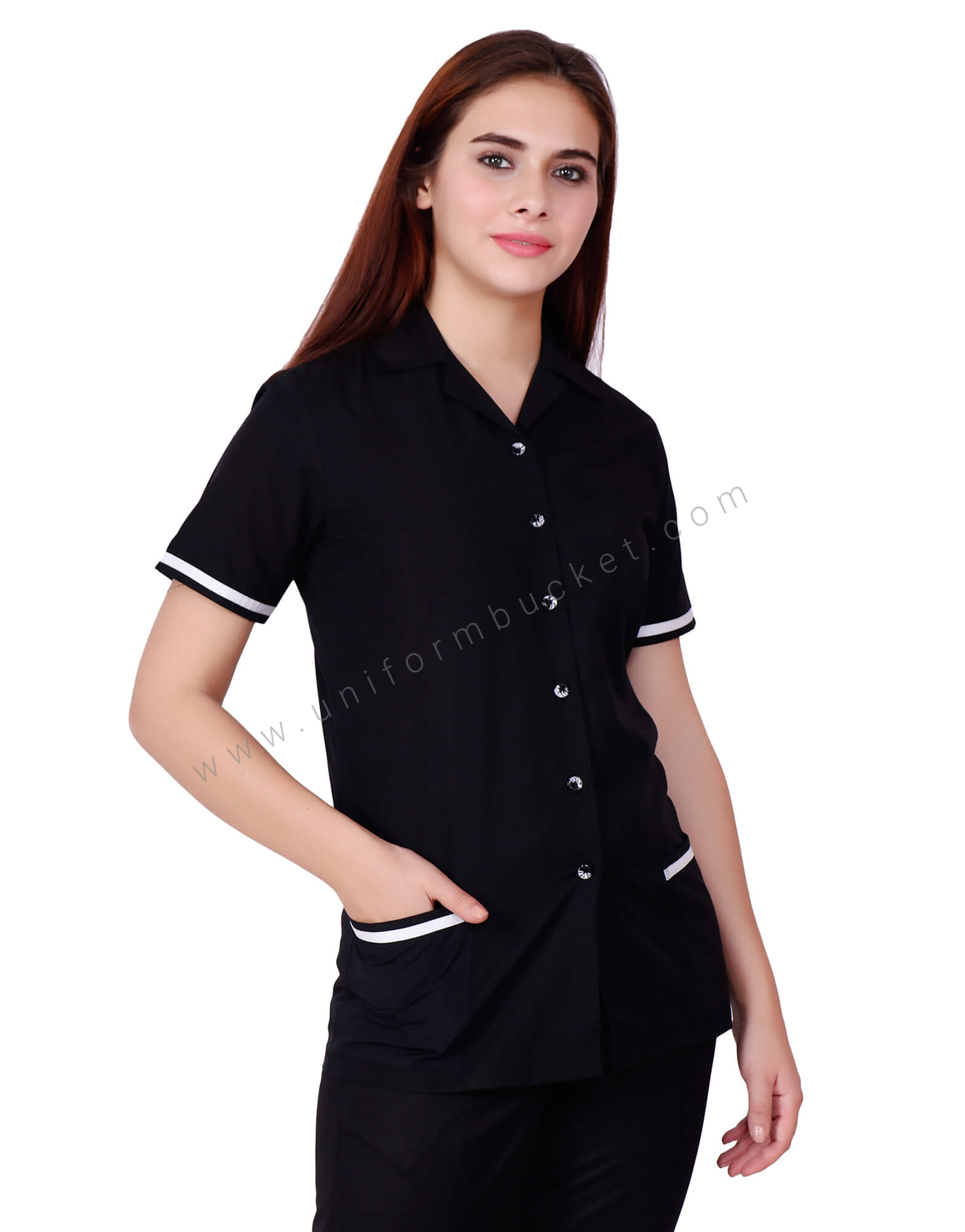 Black Shirt With White Trims view 1
