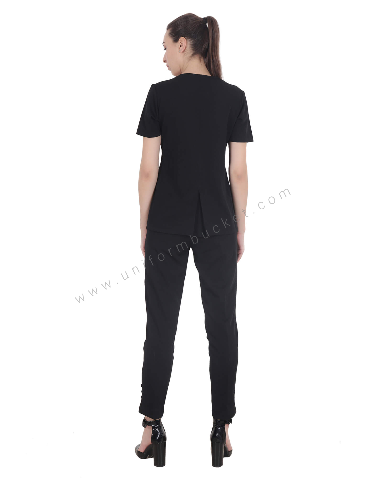 Black Formal Tunic With Center Button thumbnail 3