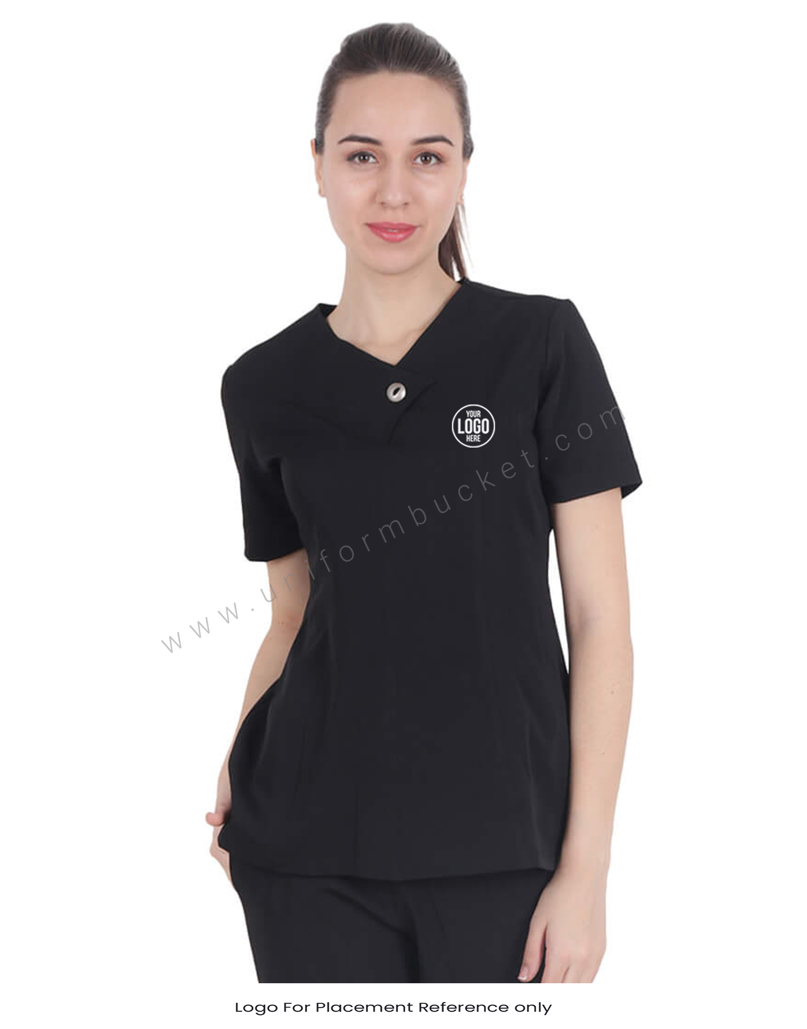Black Formal Tunic With Center Button thumbnail 4