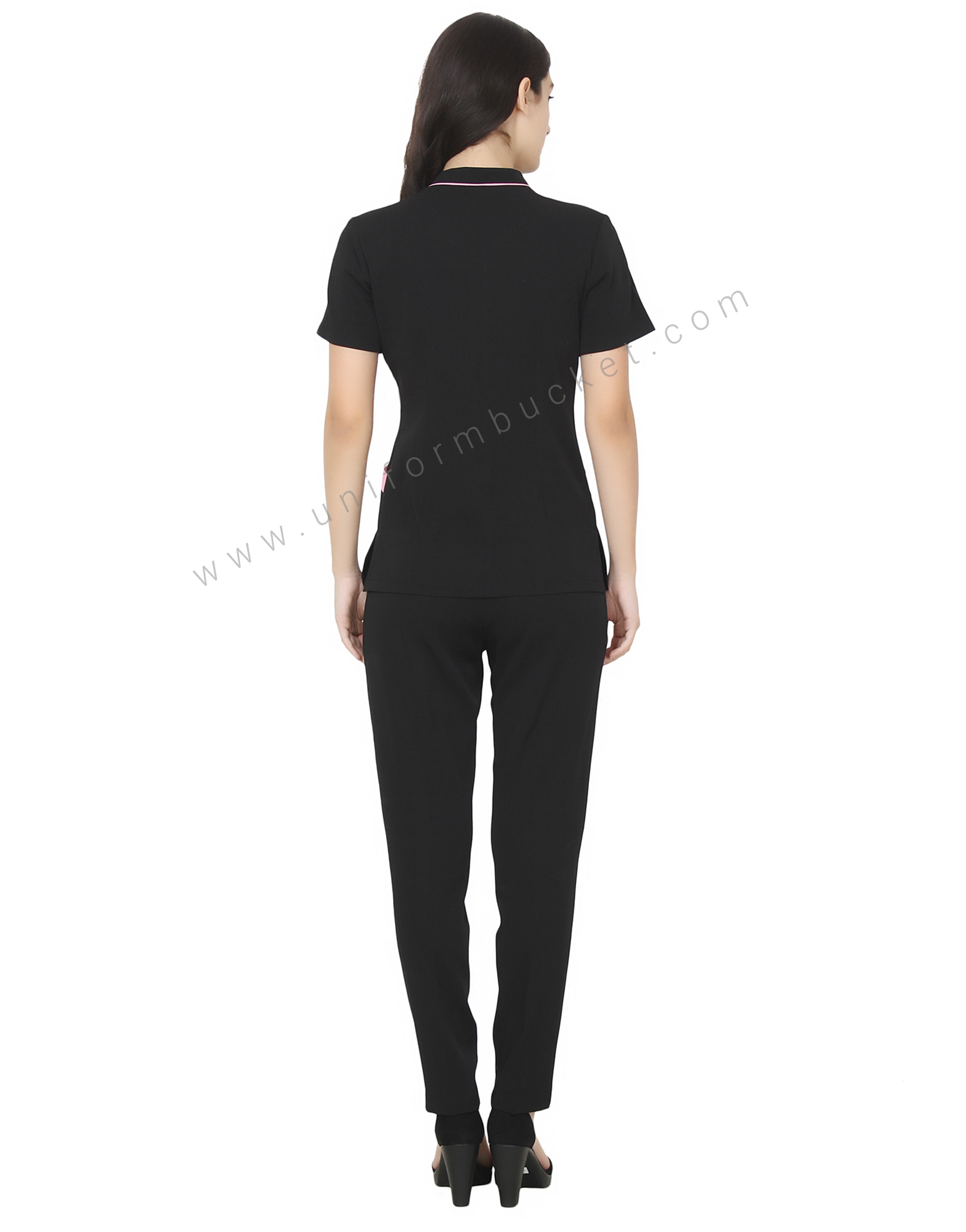 Front Zip Opening Formal Top With Pink Trim thumbnail 2