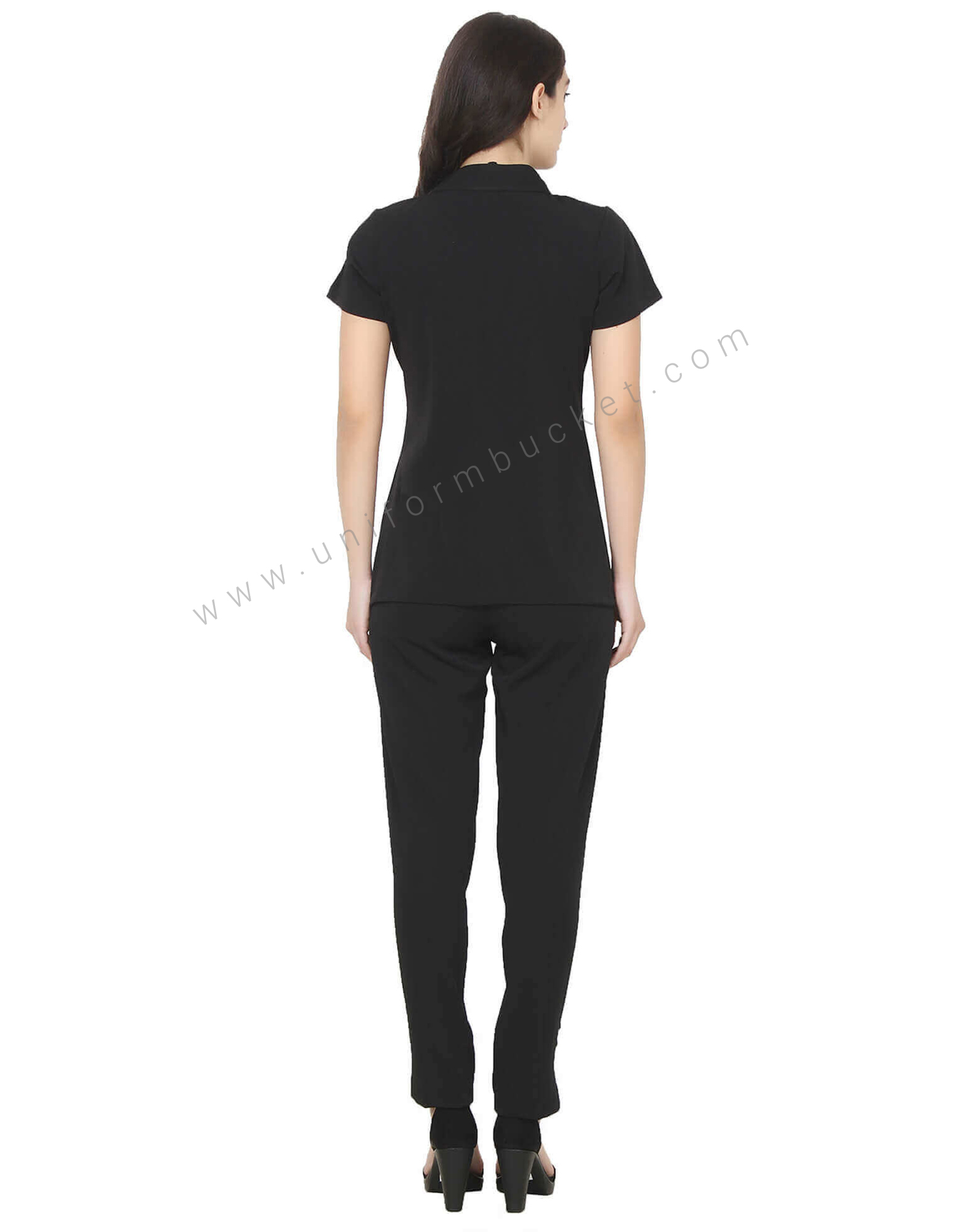 Single Button Black Tunic With Golden Yellow Trim thumbnail 3