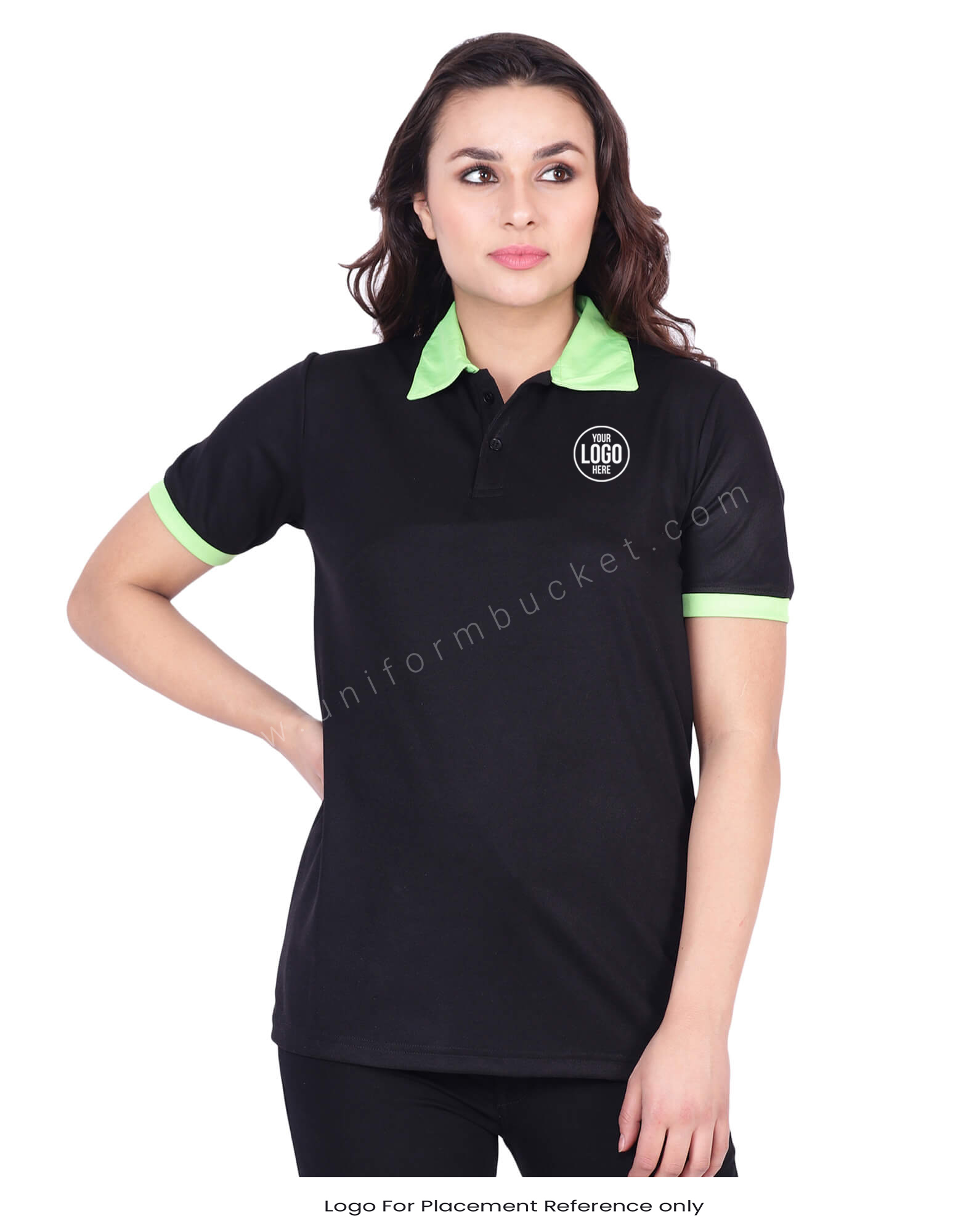 Black & Light Green Polo T-Shirt view 5