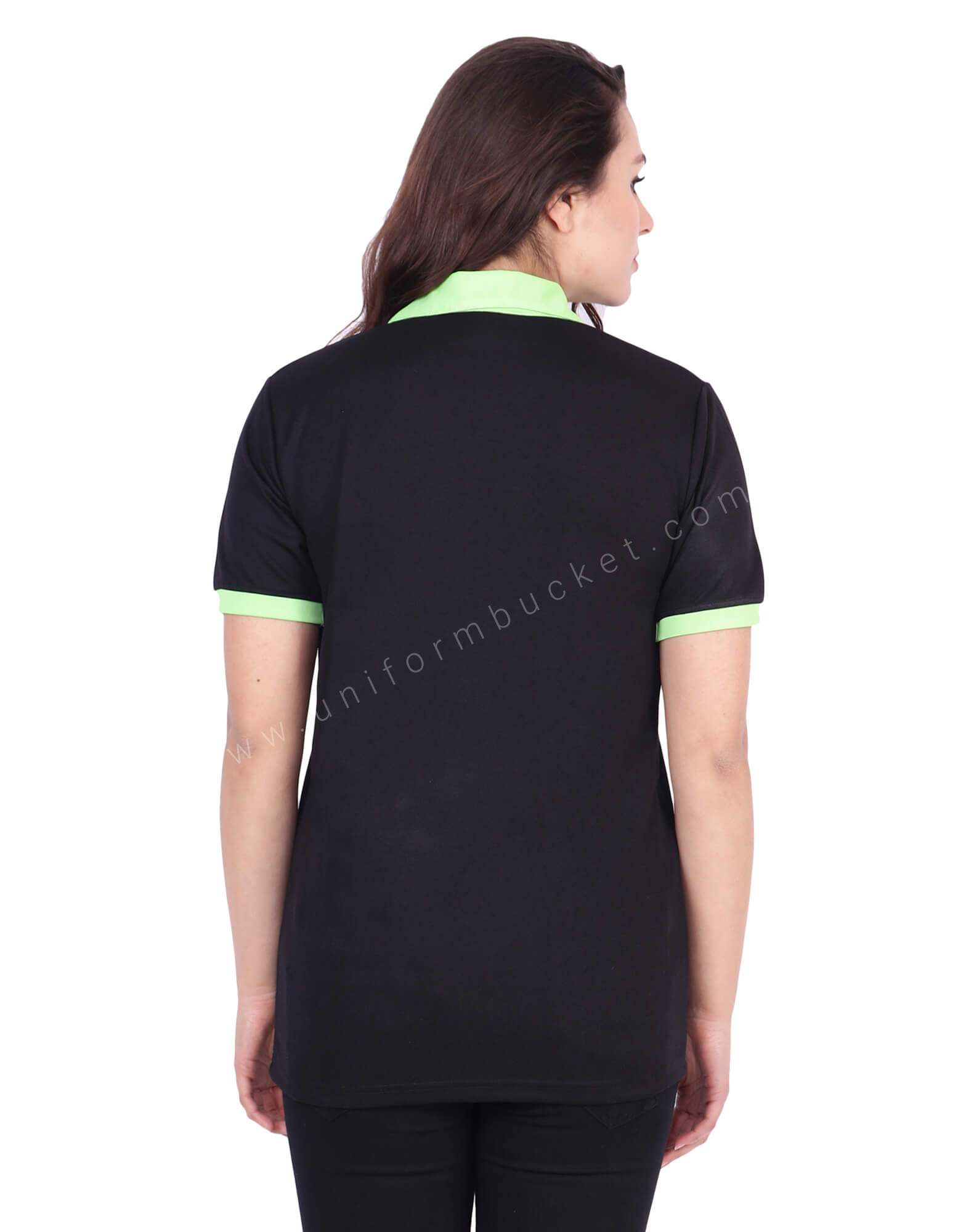 Black & Light Green Polo T-Shirt view 3