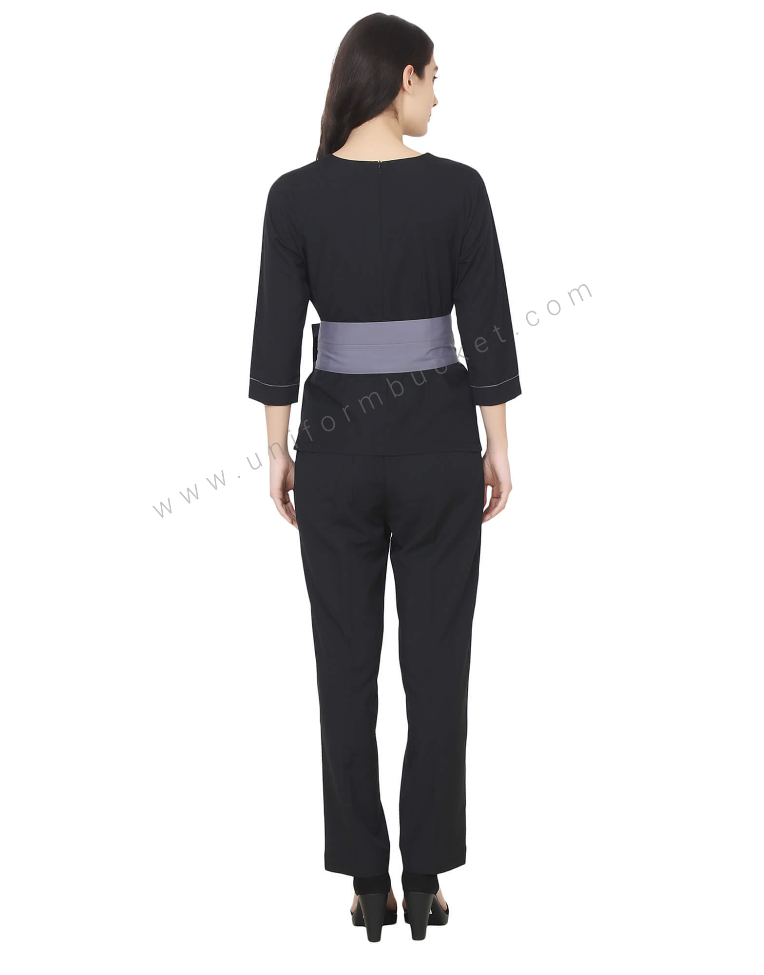 Broad Belted Grey Black Top thumbnail 2