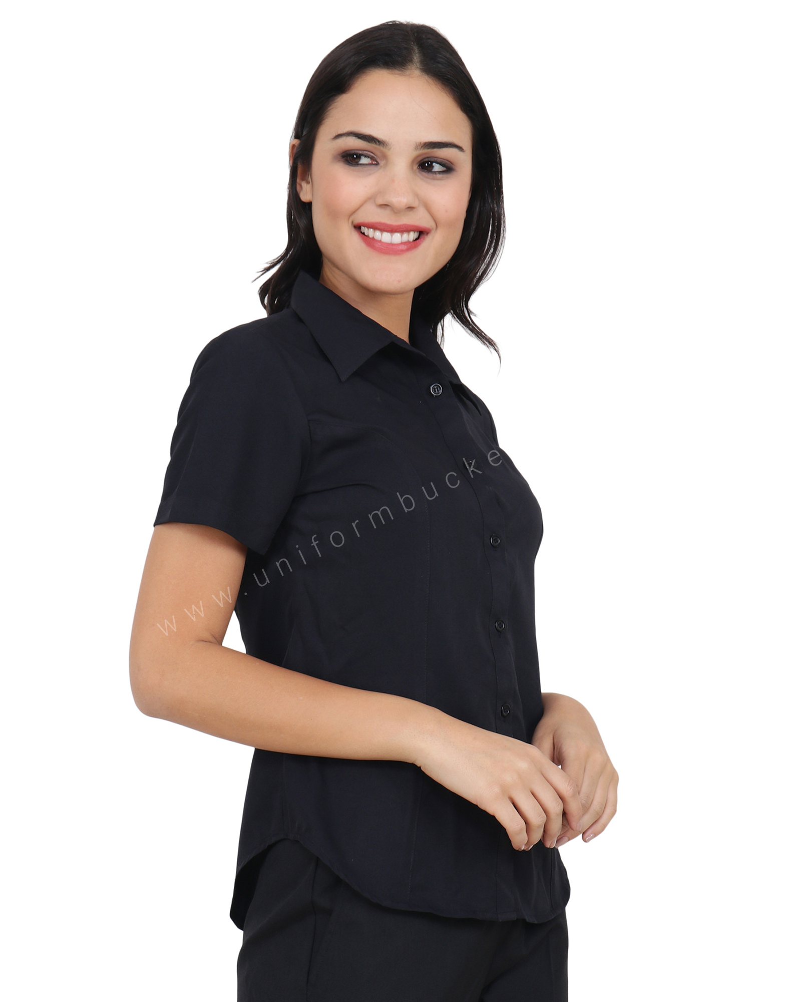Half Sleeve Black Fitted Shirt view 1
