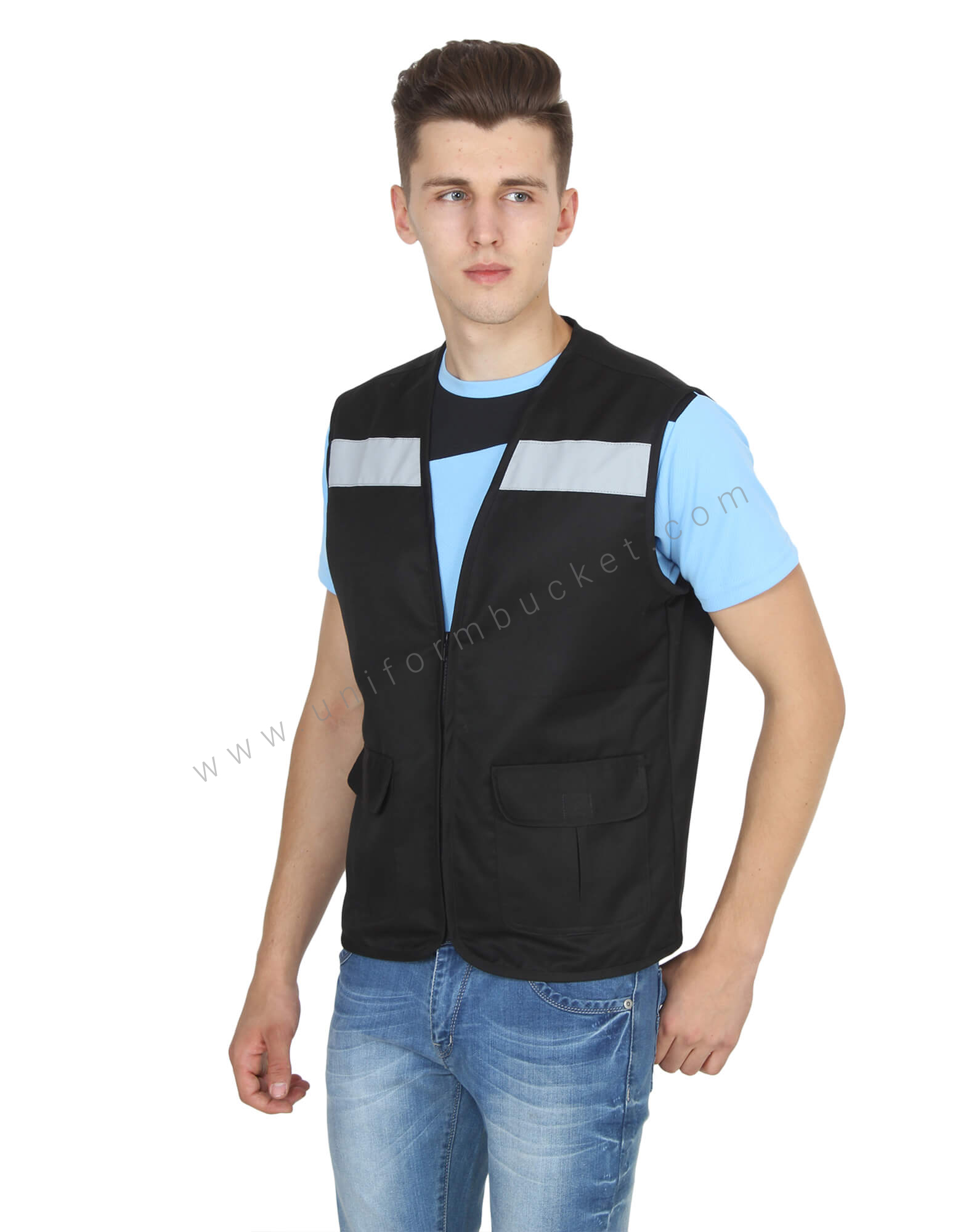 Black High Visibility Vest view 1