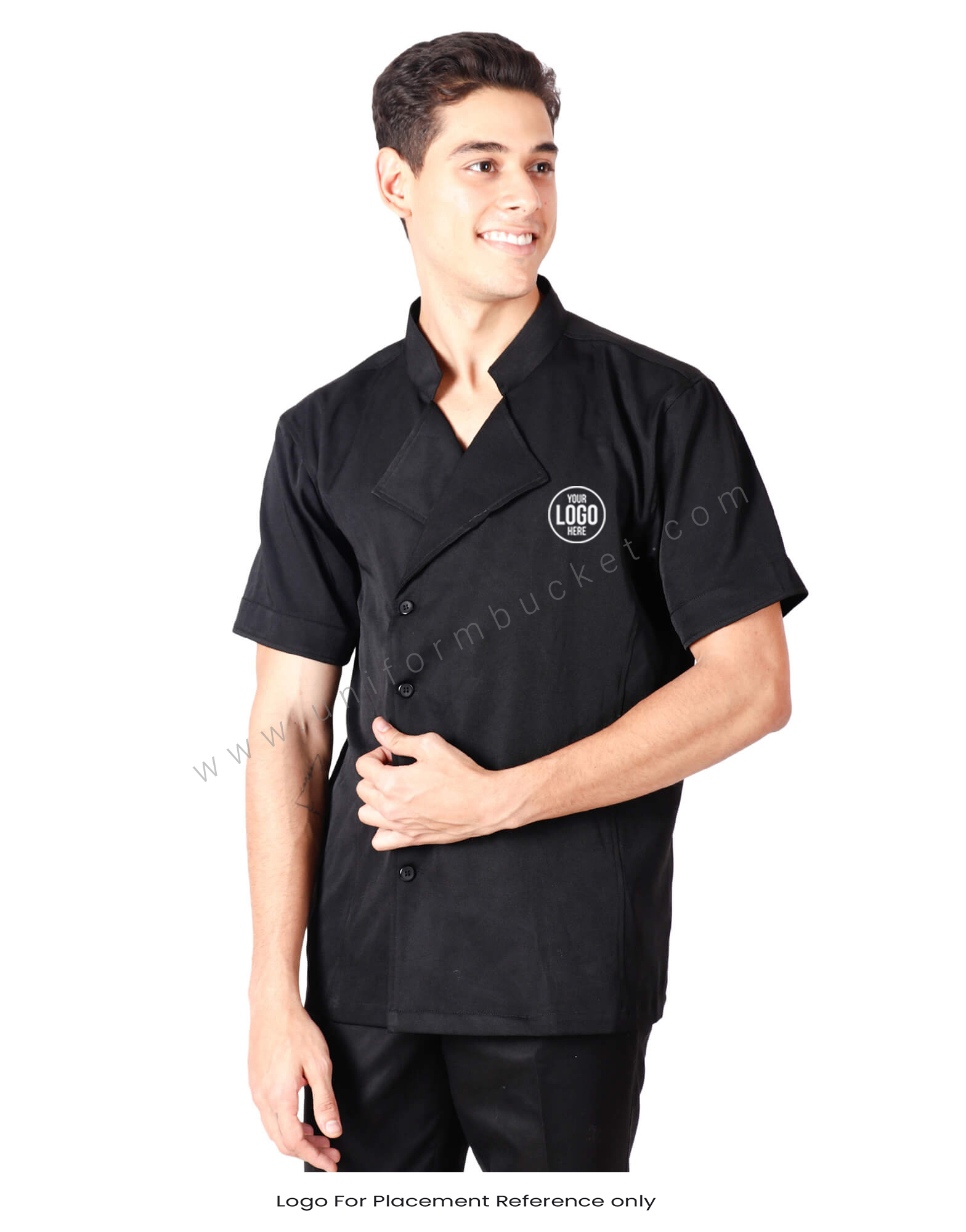 Notched Collar Black Shirt thumbnail 4