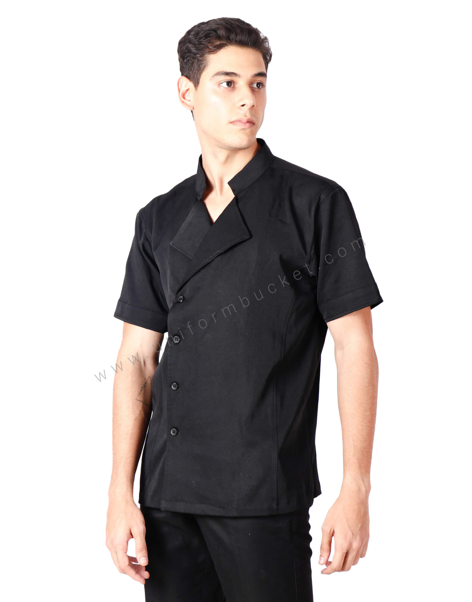 Notched Collar Black Shirt view 1