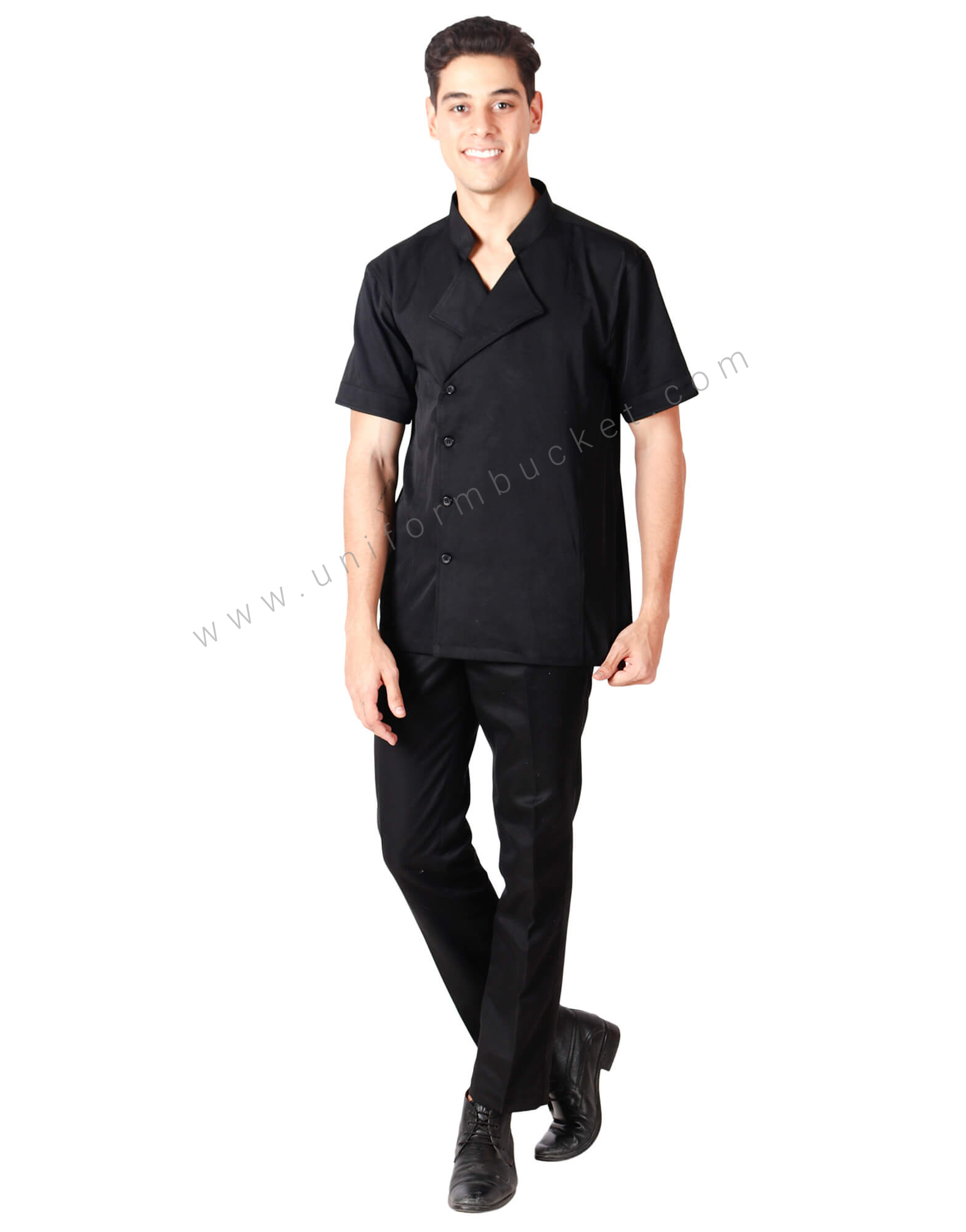 Notched Collar Black Shirt thumbnail 3