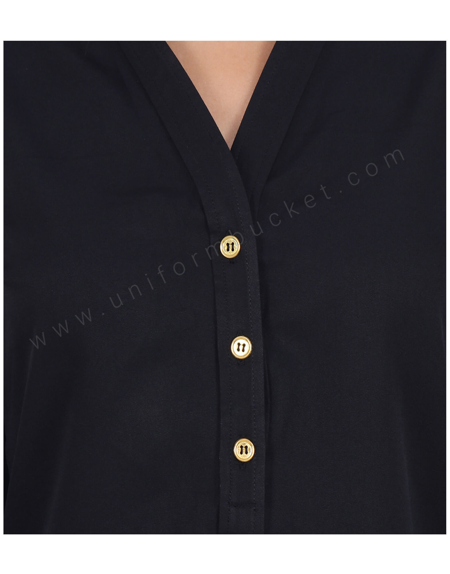 Black Kurta Style V Neck Top thumbnail 3