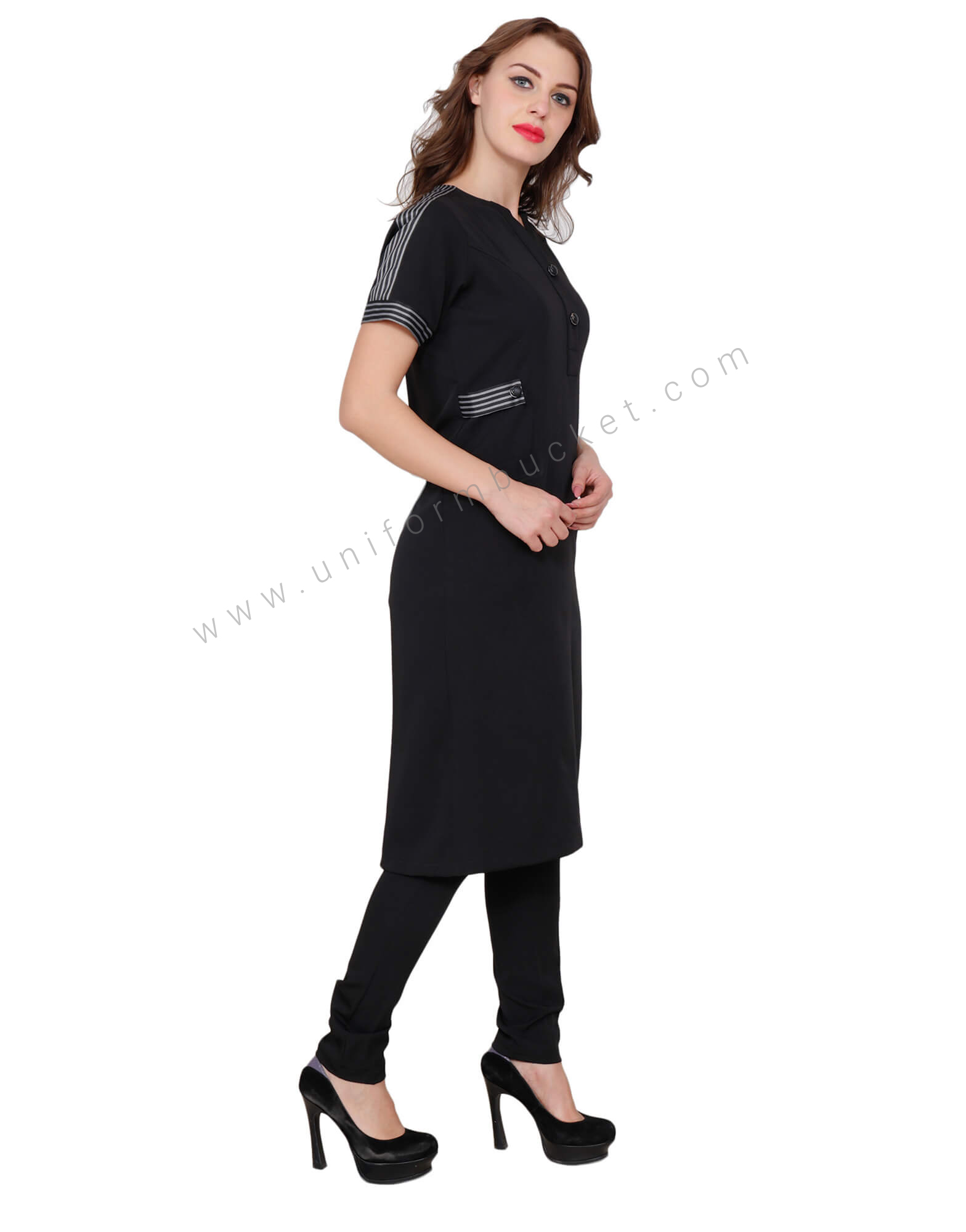Black Long Tunic With Zebra Pattern view 1