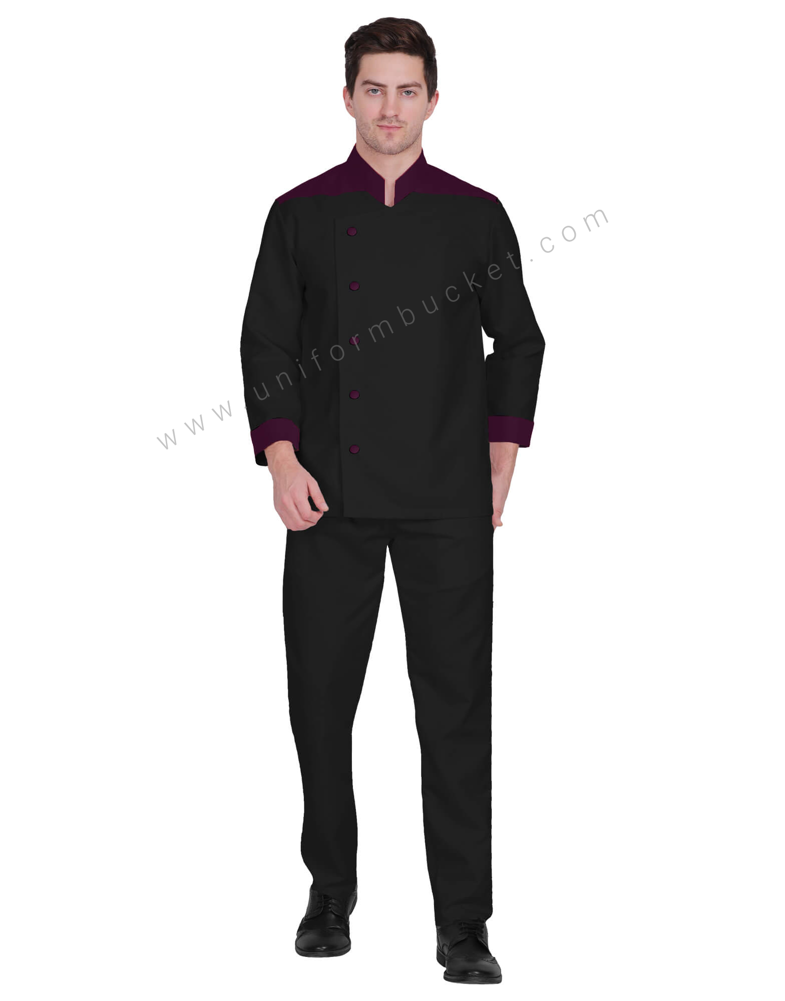 Black & Magenta  designer Chef Coat view 1
