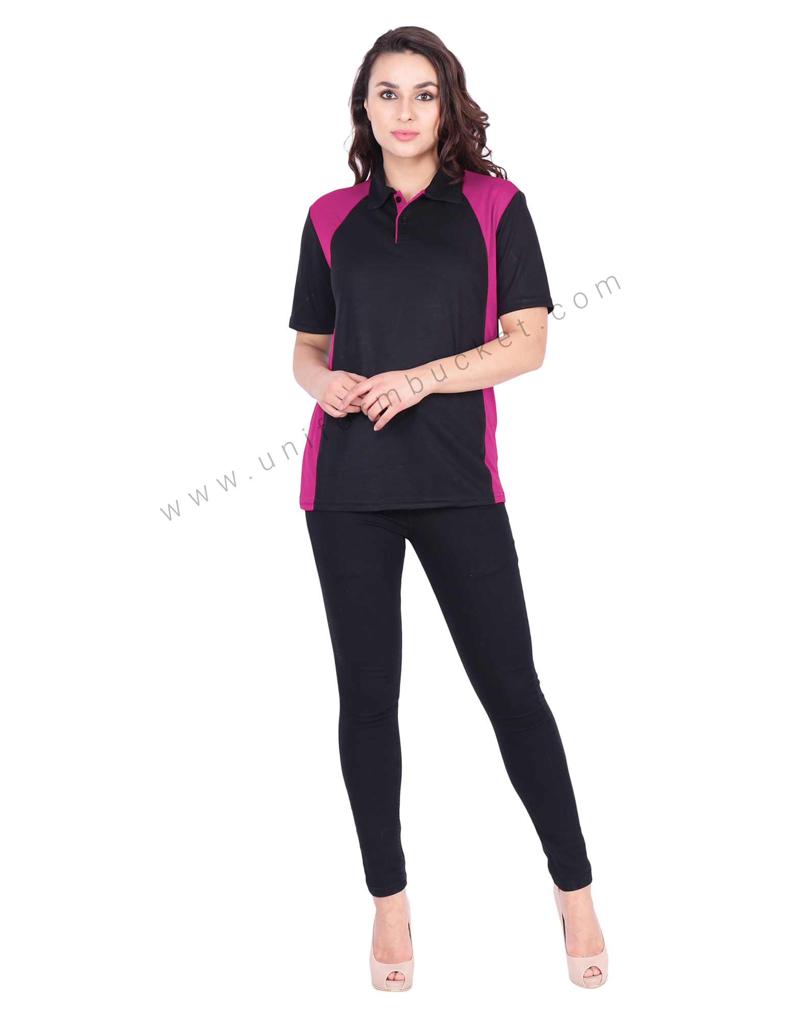 Black & Magenta Polo T-Shirt thumbnail 3