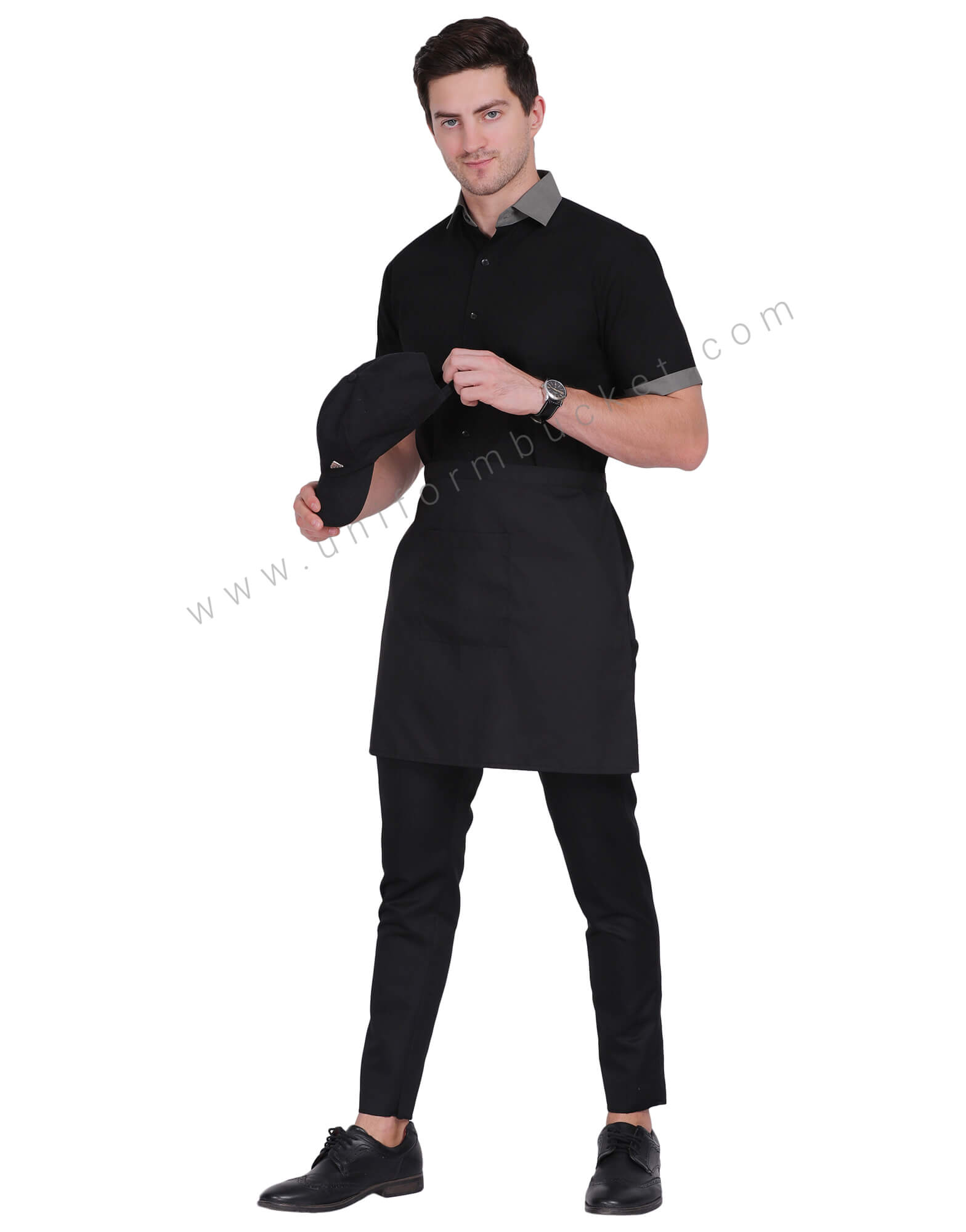 Black Male Shirt With Xanadu Grey Collar thumbnail 3