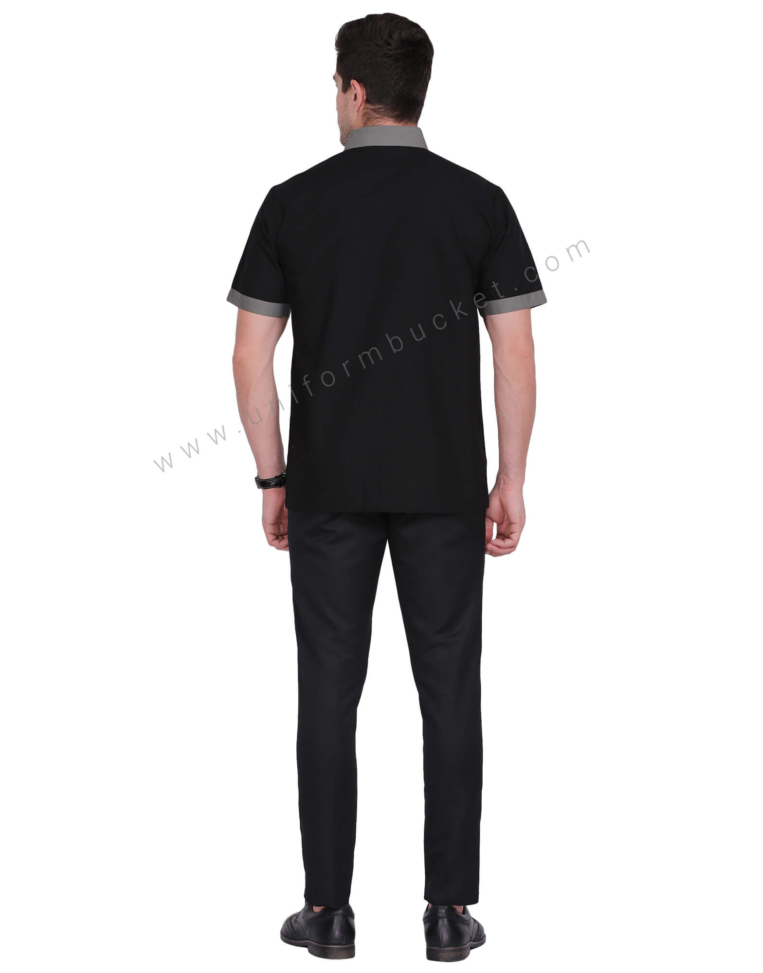 Black Male Shirt With Xanadu Grey Collar thumbnail 4