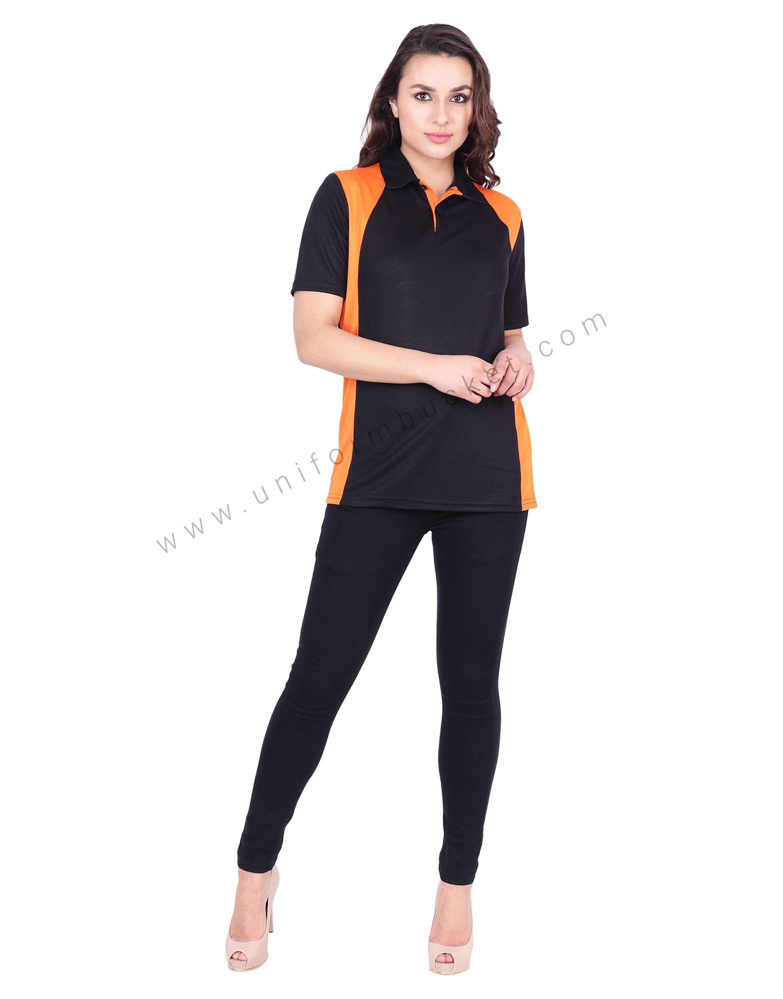 Black & Orange  Designer Polo T-Shirt thumbnail 3