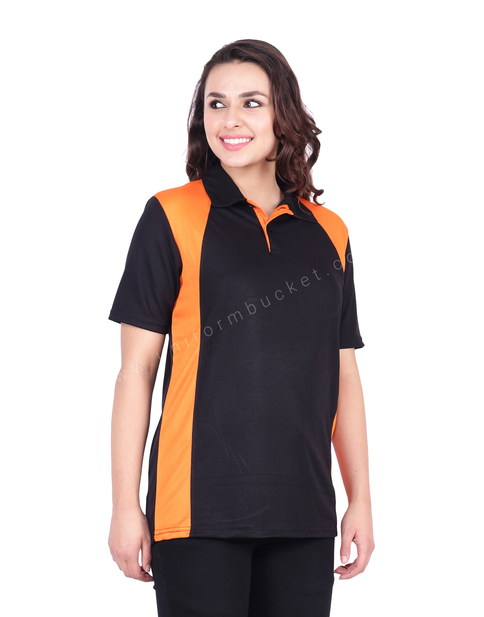 Black & Orange  Designer Polo T-Shirt view 1