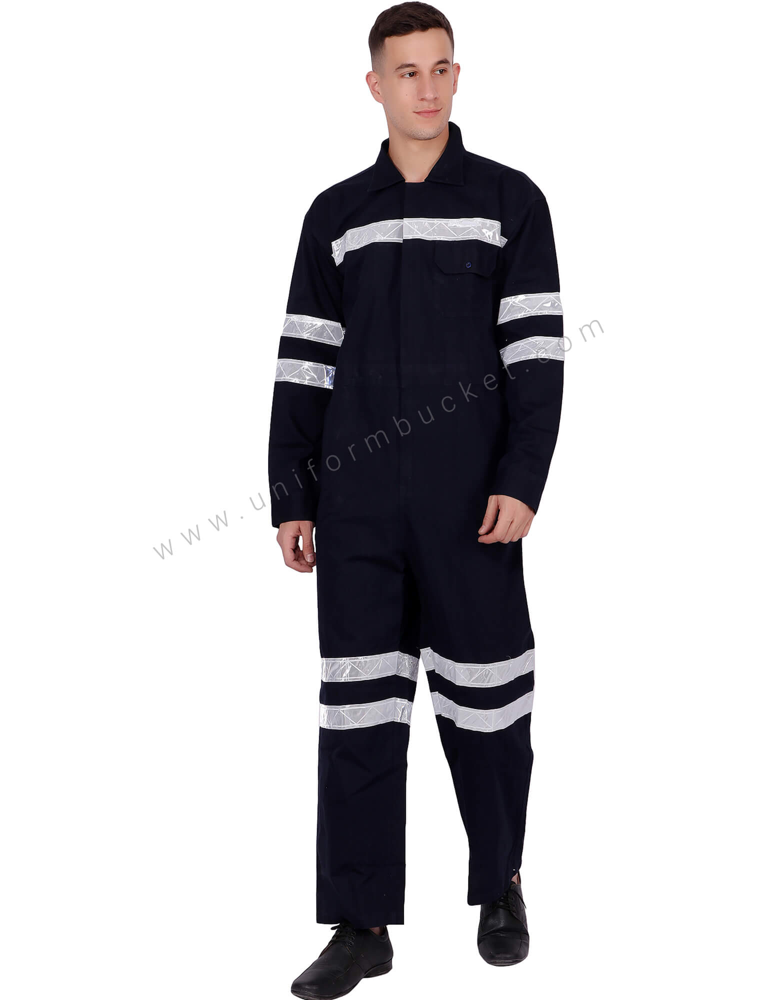 Black Overall With Visibility Stripes view 1
