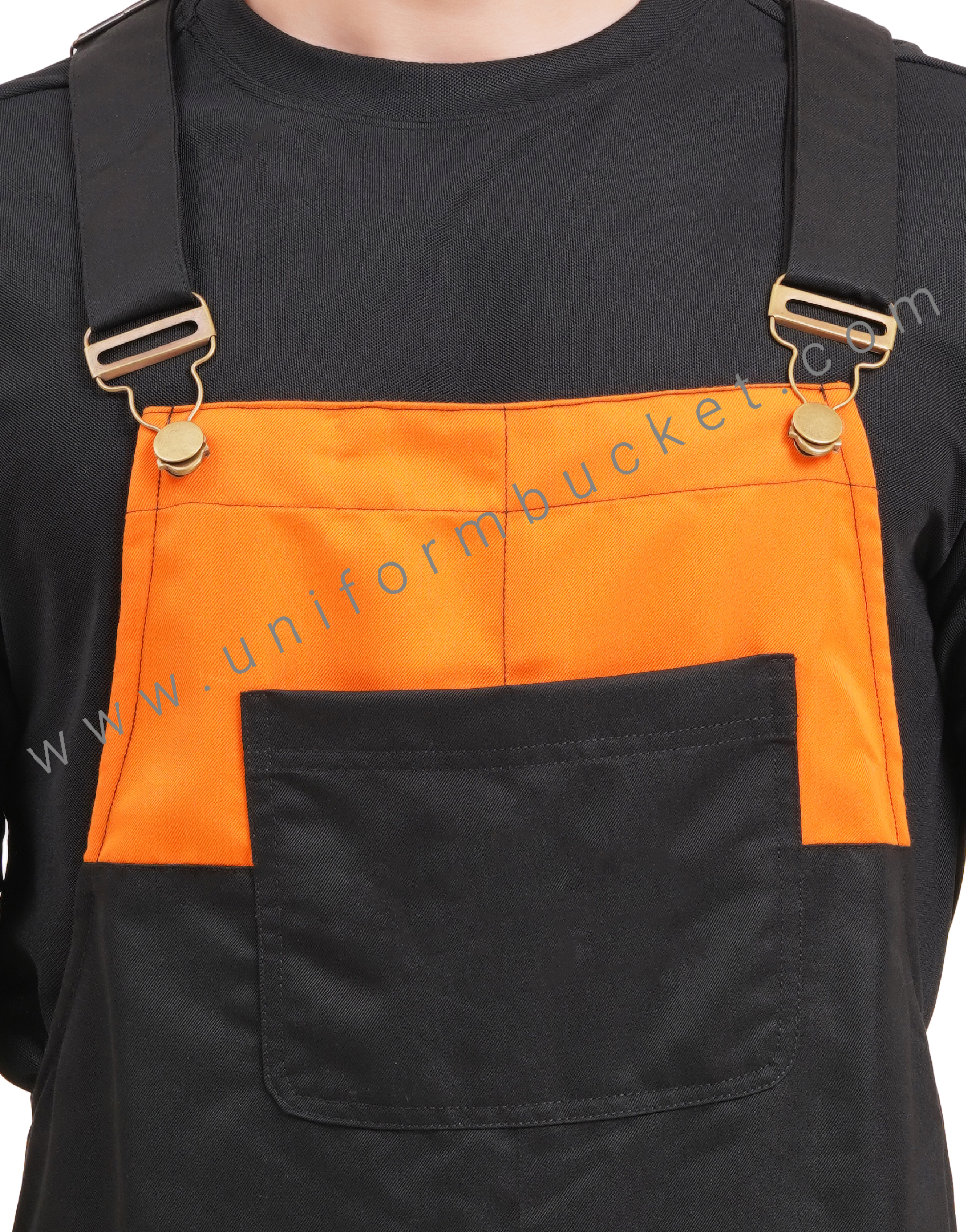 BLACK OVERALLS DUNGREE  WITH ORANGE TRIM &  ONE  FORNT UPER SIDE PATCH POCKET thumbnail 5