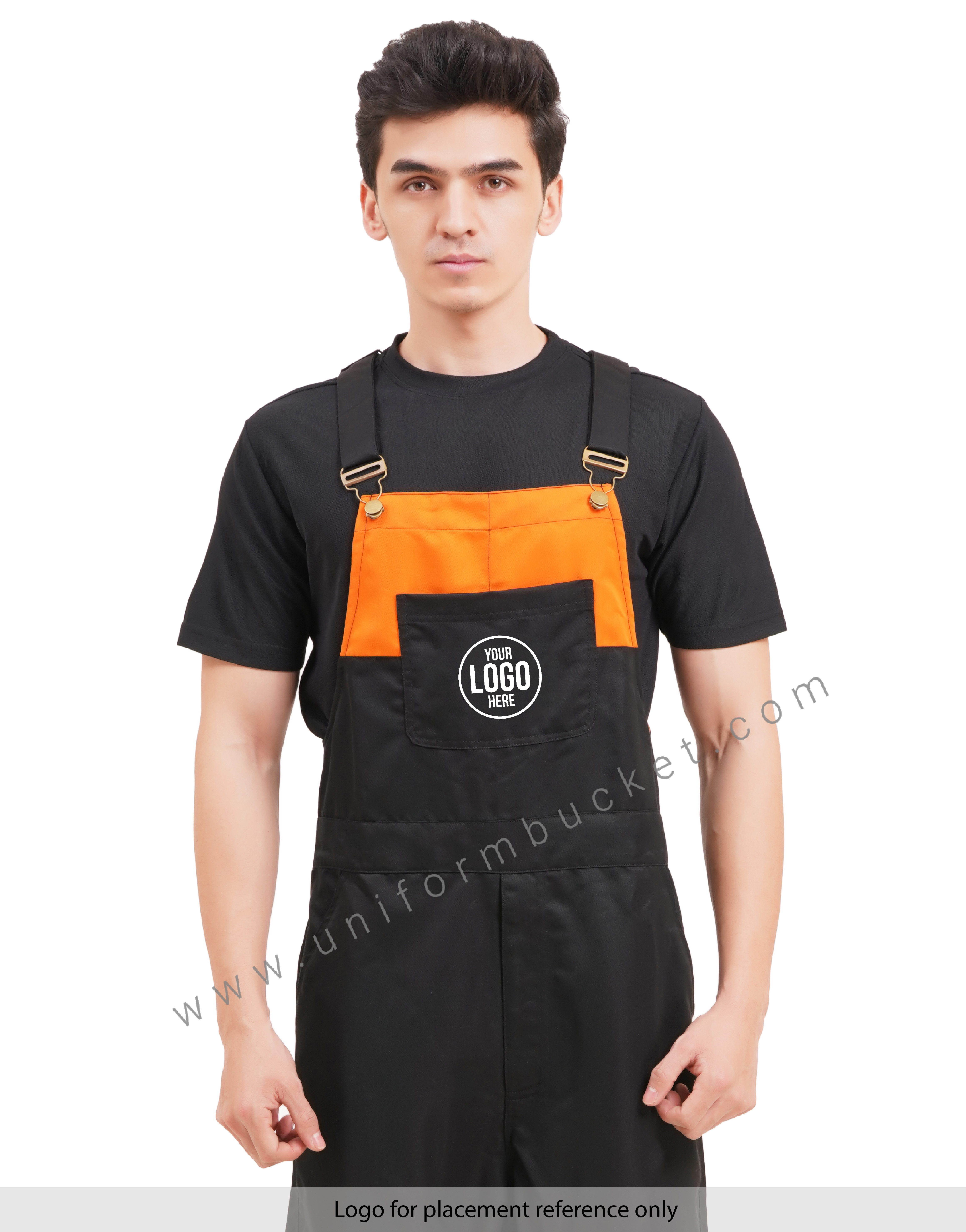 BLACK OVERALLS DUNGREE  WITH ORANGE TRIM &  ONE  FORNT UPER SIDE PATCH POCKET thumbnail 6