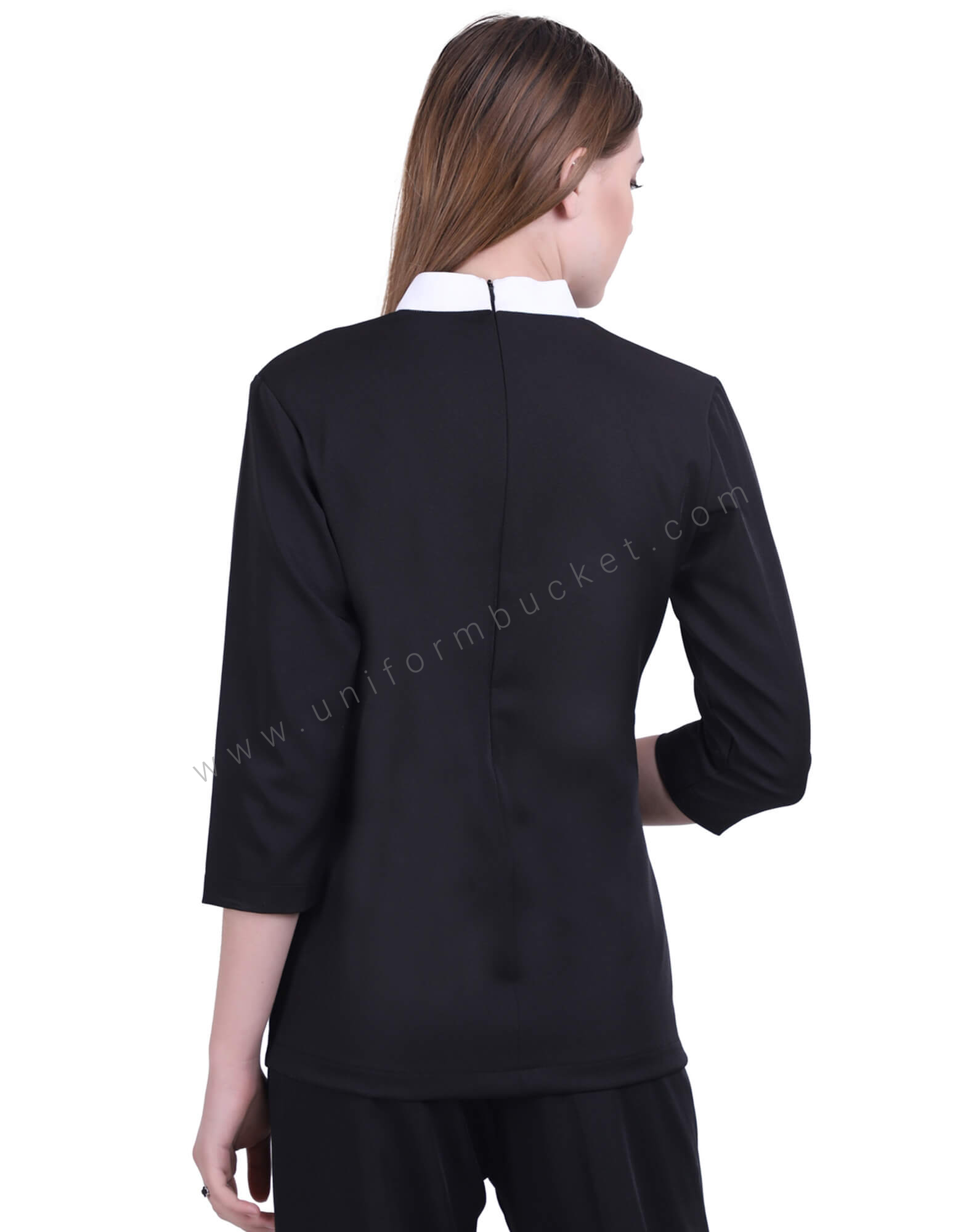 Black Petal Top with White Collar thumbnail 2