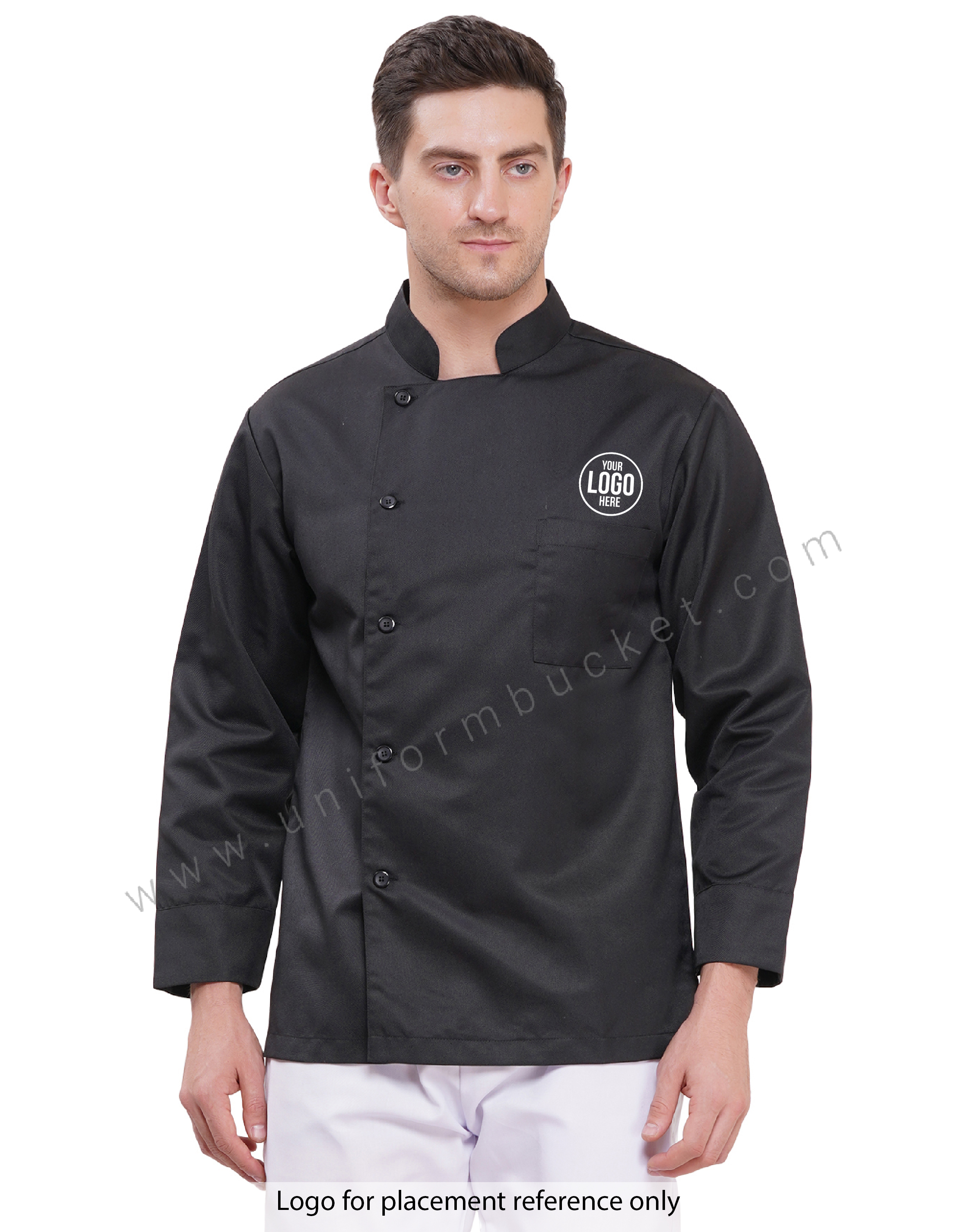 BLACK PLAIN CHEF COAT FULL SLEEVE view 1
