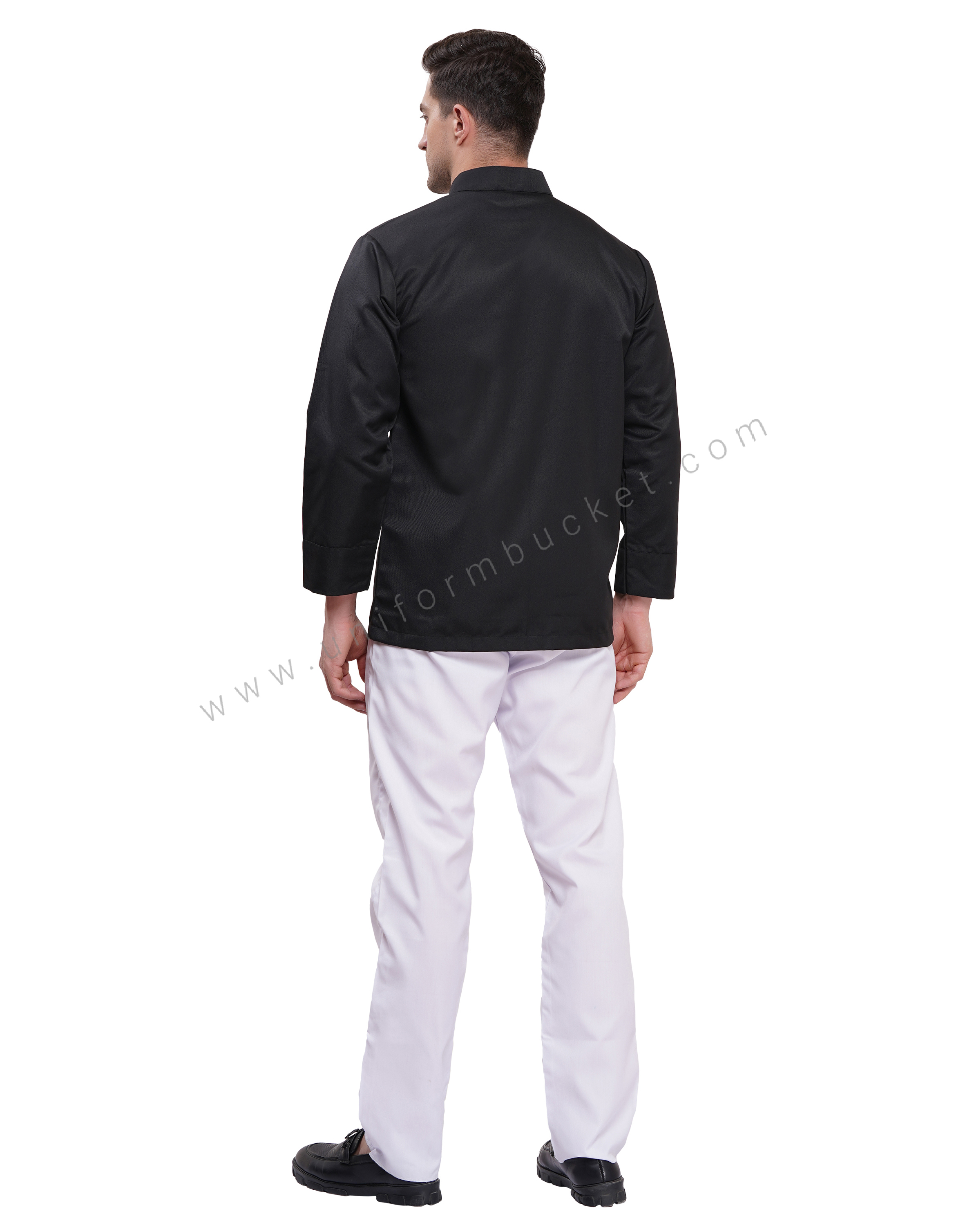 BLACK PLAIN CHEF COAT FULL SLEEVE thumbnail 4
