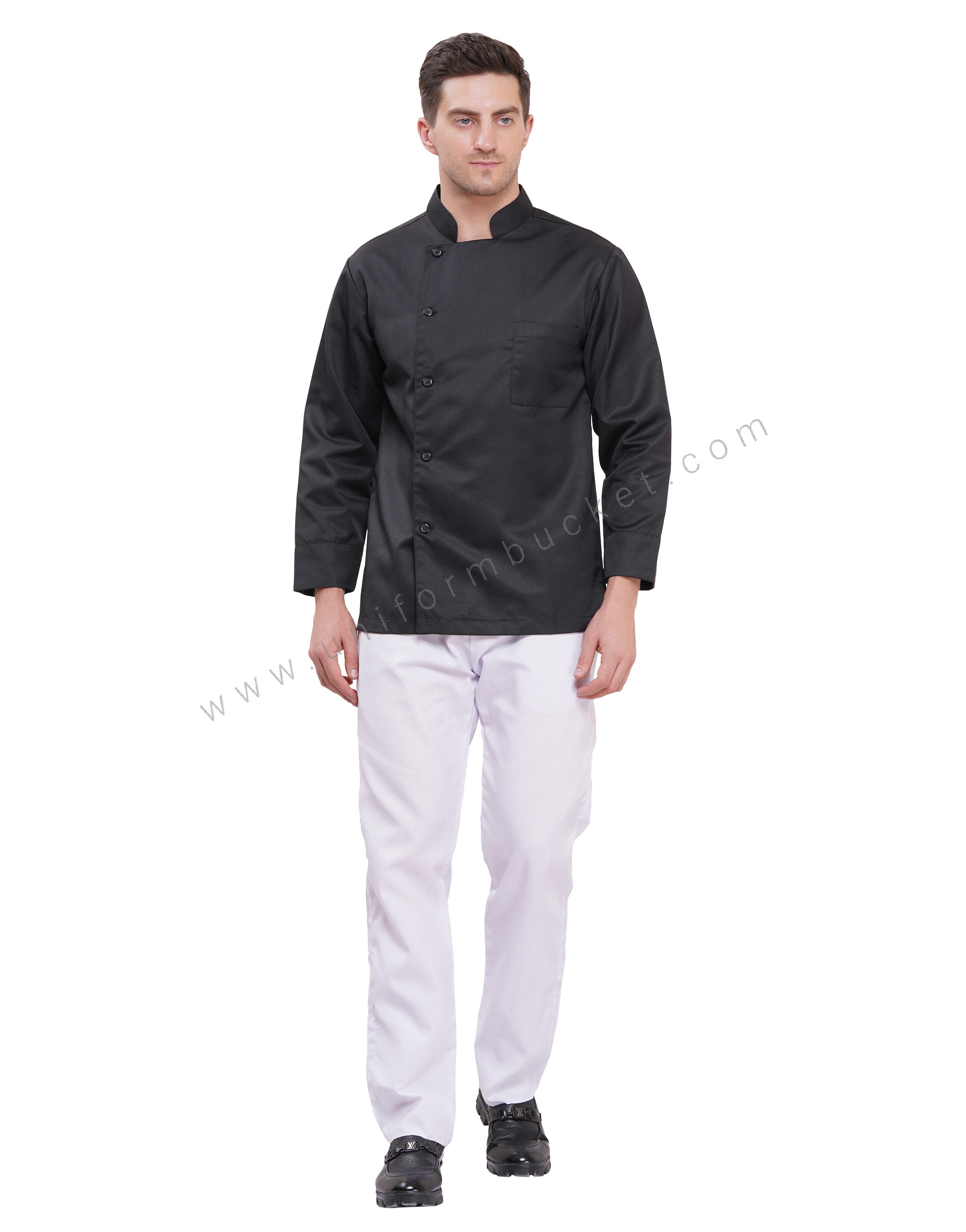 BLACK PLAIN CHEF COAT FULL SLEEVE thumbnail 5