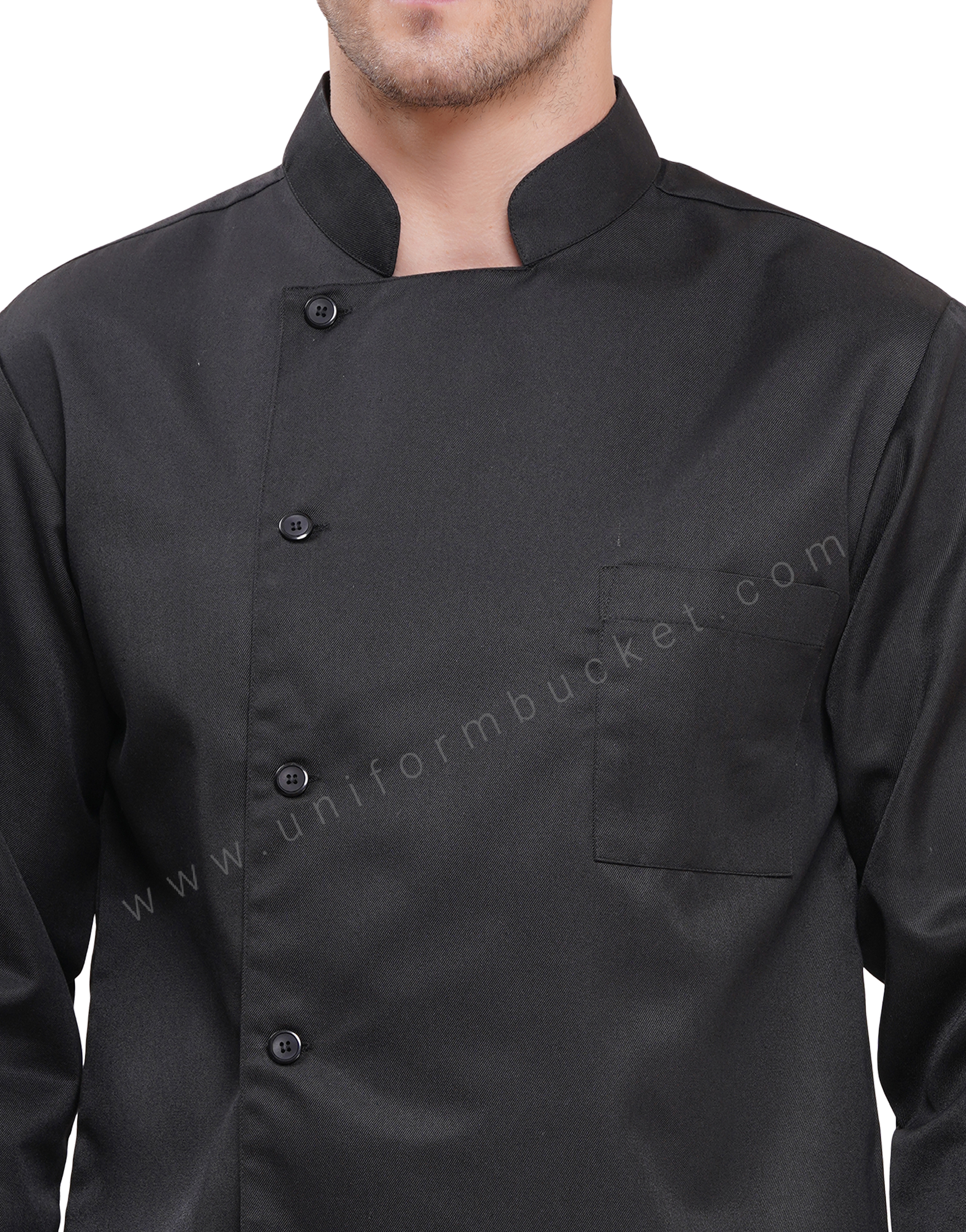 BLACK PLAIN CHEF COAT FULL SLEEVE thumbnail 6