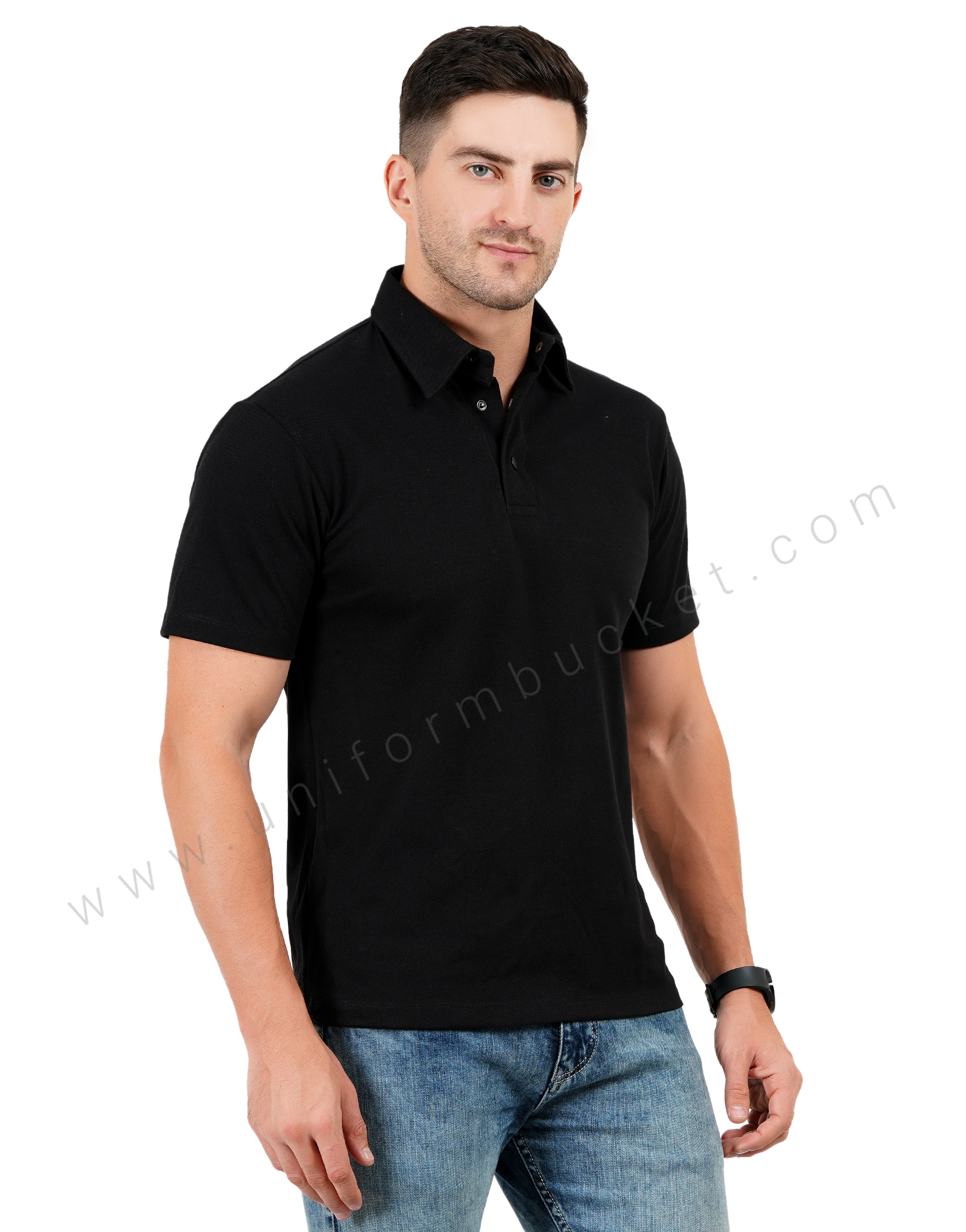 Black polo T-shirt thumbnail 3