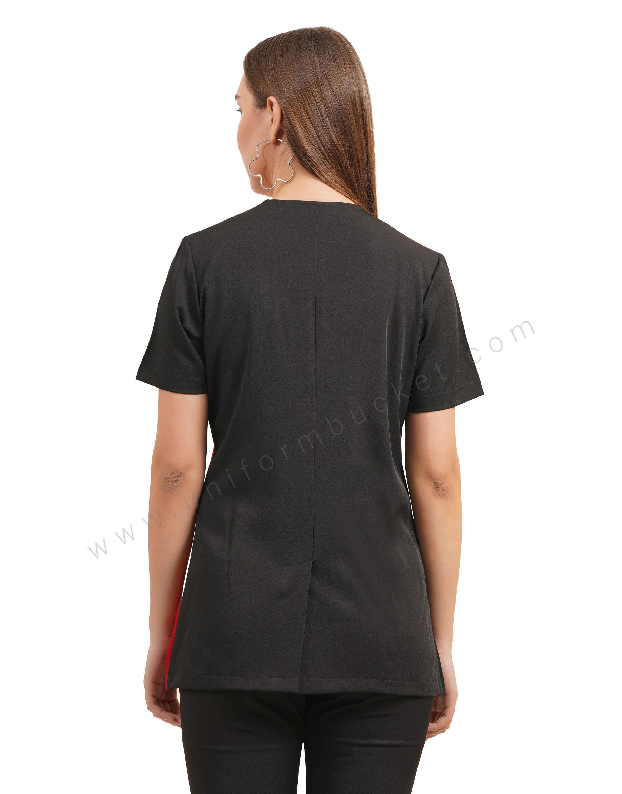 Black & Red Asymmetry Salon Tunic thumbnail 4