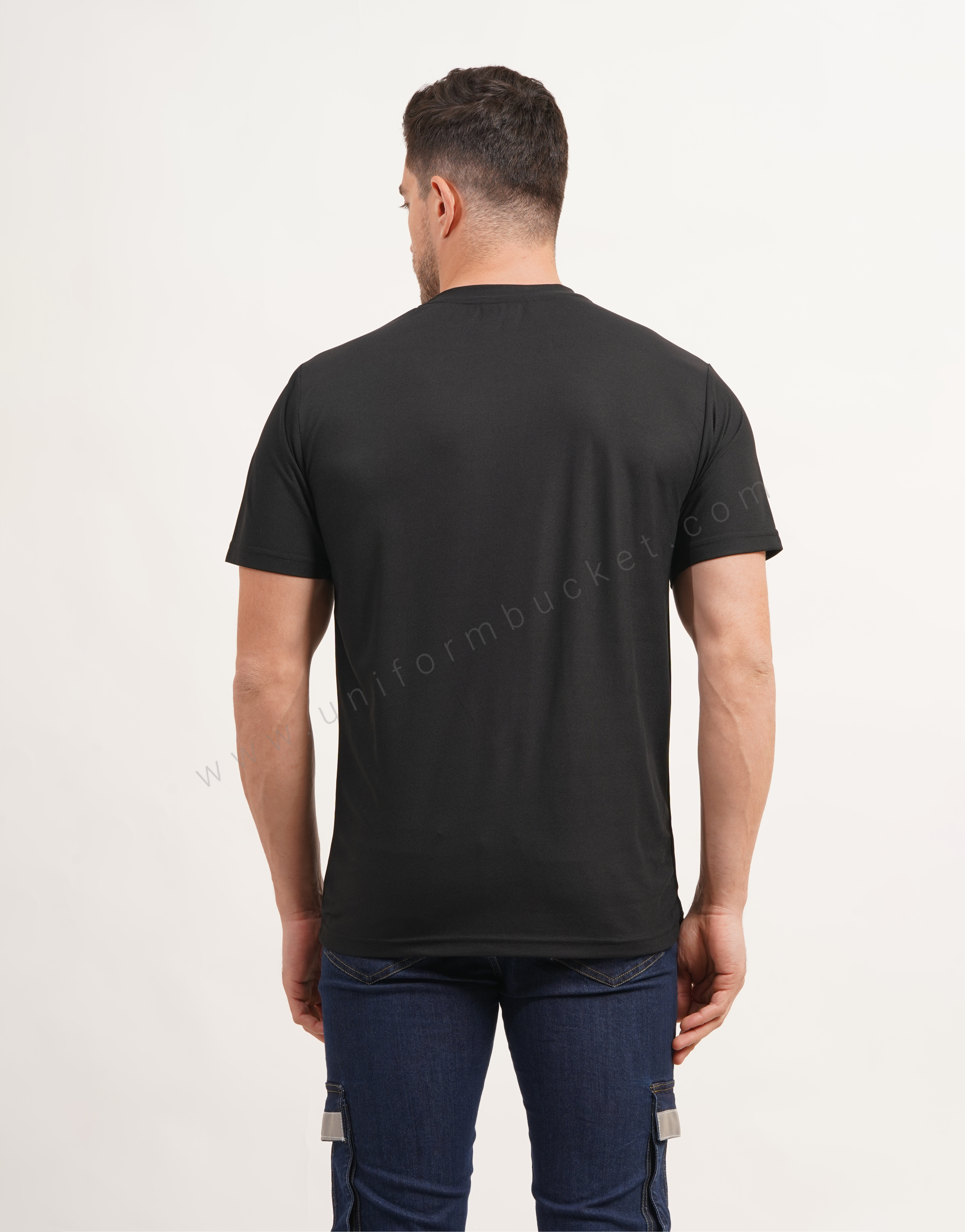 Black Round Neck Plain  T-shirt with Half Sleeve thumbnail 4