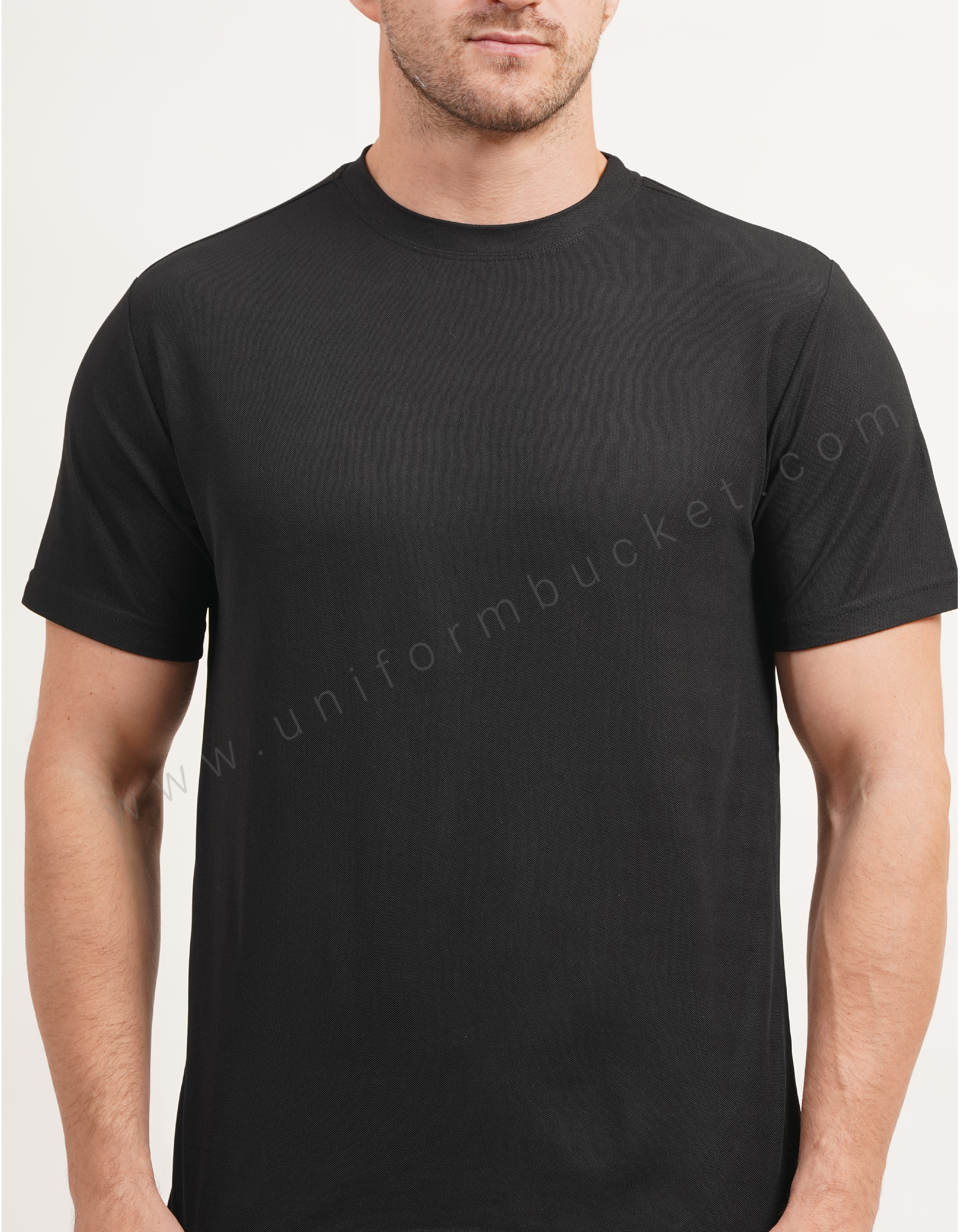 Black Round Neck Plain  T-shirt with Half Sleeve thumbnail 6