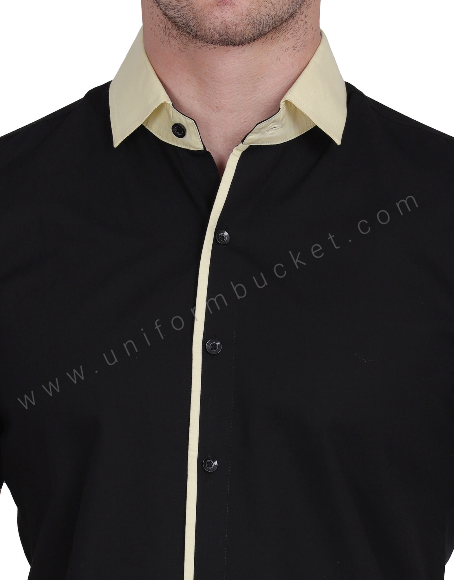 Black Shirt With Pista Colour Collar & Piping thumbnail 5